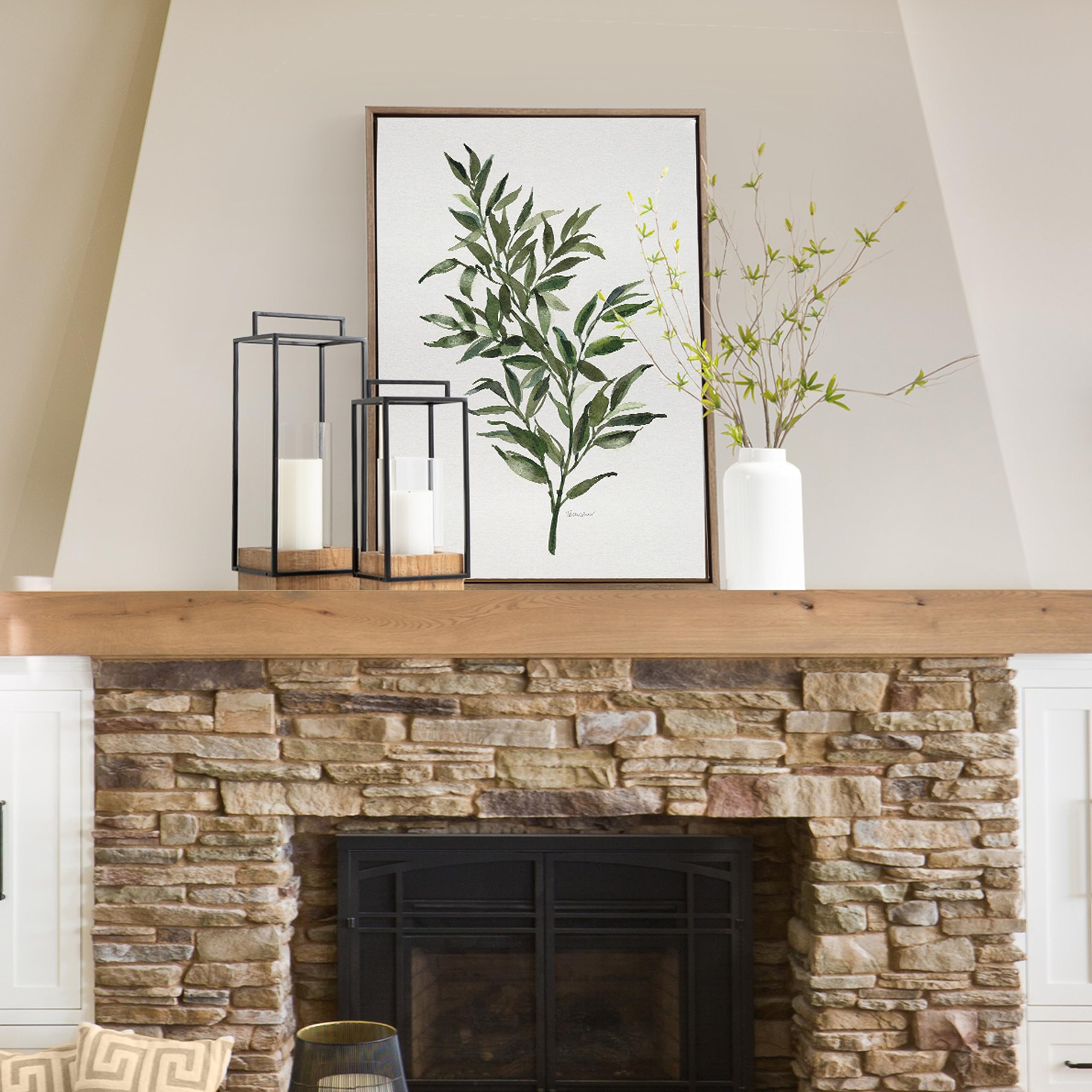 Kate and Laurel Brandt Farmhouse Two-Piece Candle Holder Set, 7 x 7 x 19, Hazelnut and Black, Transitional Wood and Metal Lanter