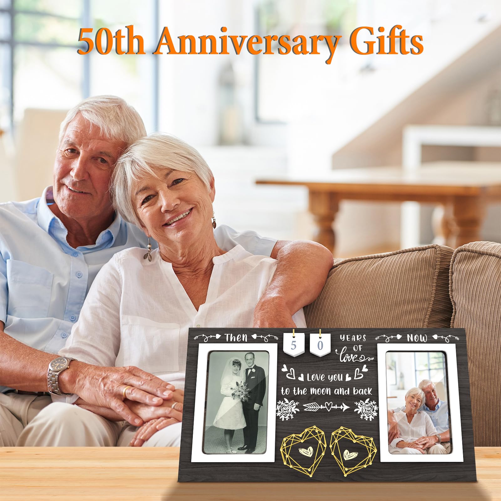 ZCPTZ Then & Now Anniversary Picture Frame - 1-99 Years Anniversary Wedding Gift for Couple, Engagement Bridal Shower Gifts for