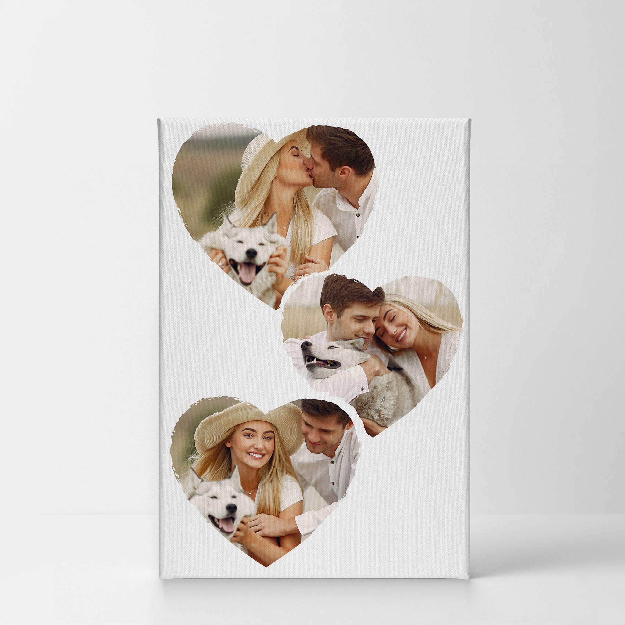 Smile Art Design Custom Photo Print Canvas Print With Your Photos Personalized Photo Upload 3 Images Collage Picture Heart Shape