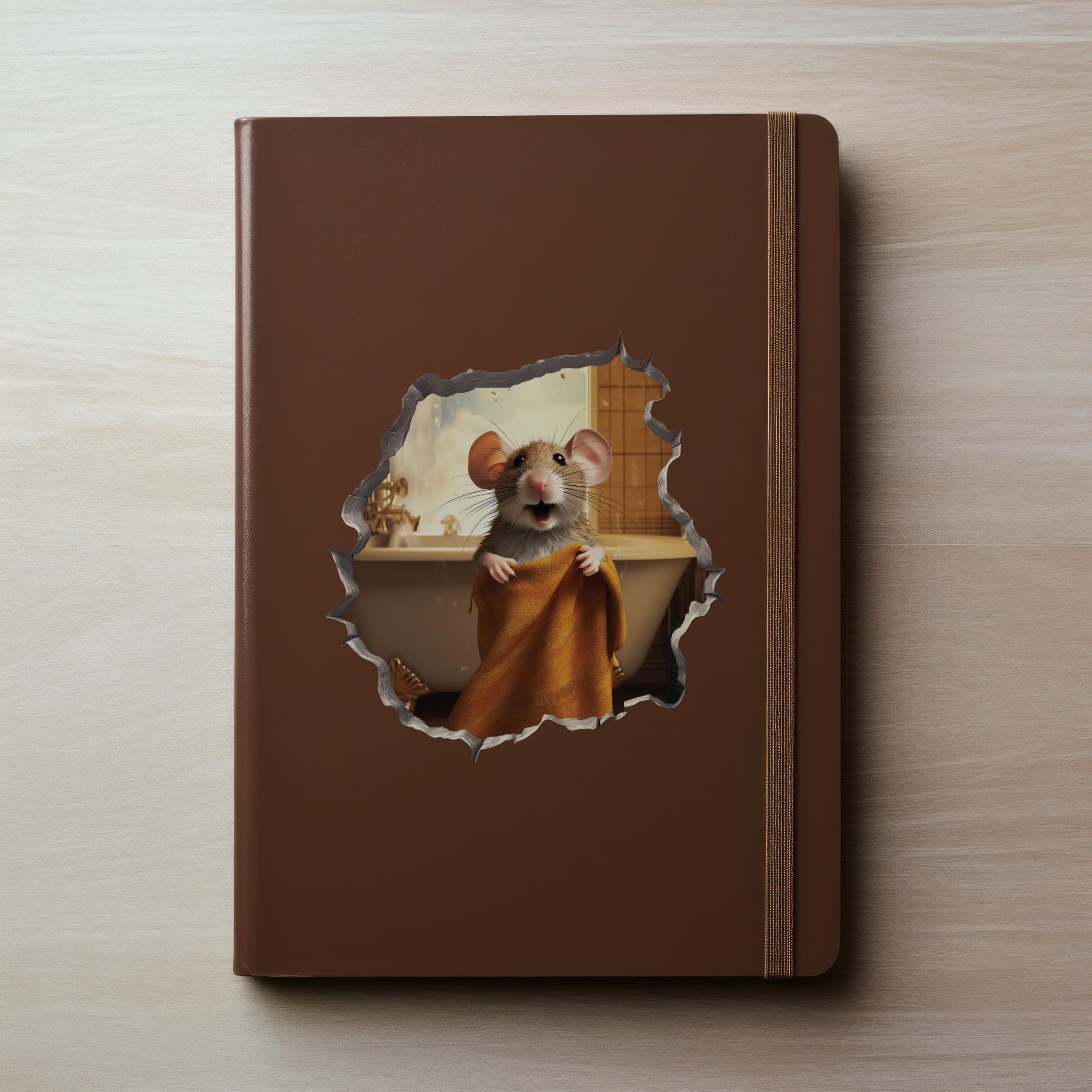 Bathroom Towel Mouse Wall Hole Decal - Wall Sticker With 3D Effect - Fun Gift Idea