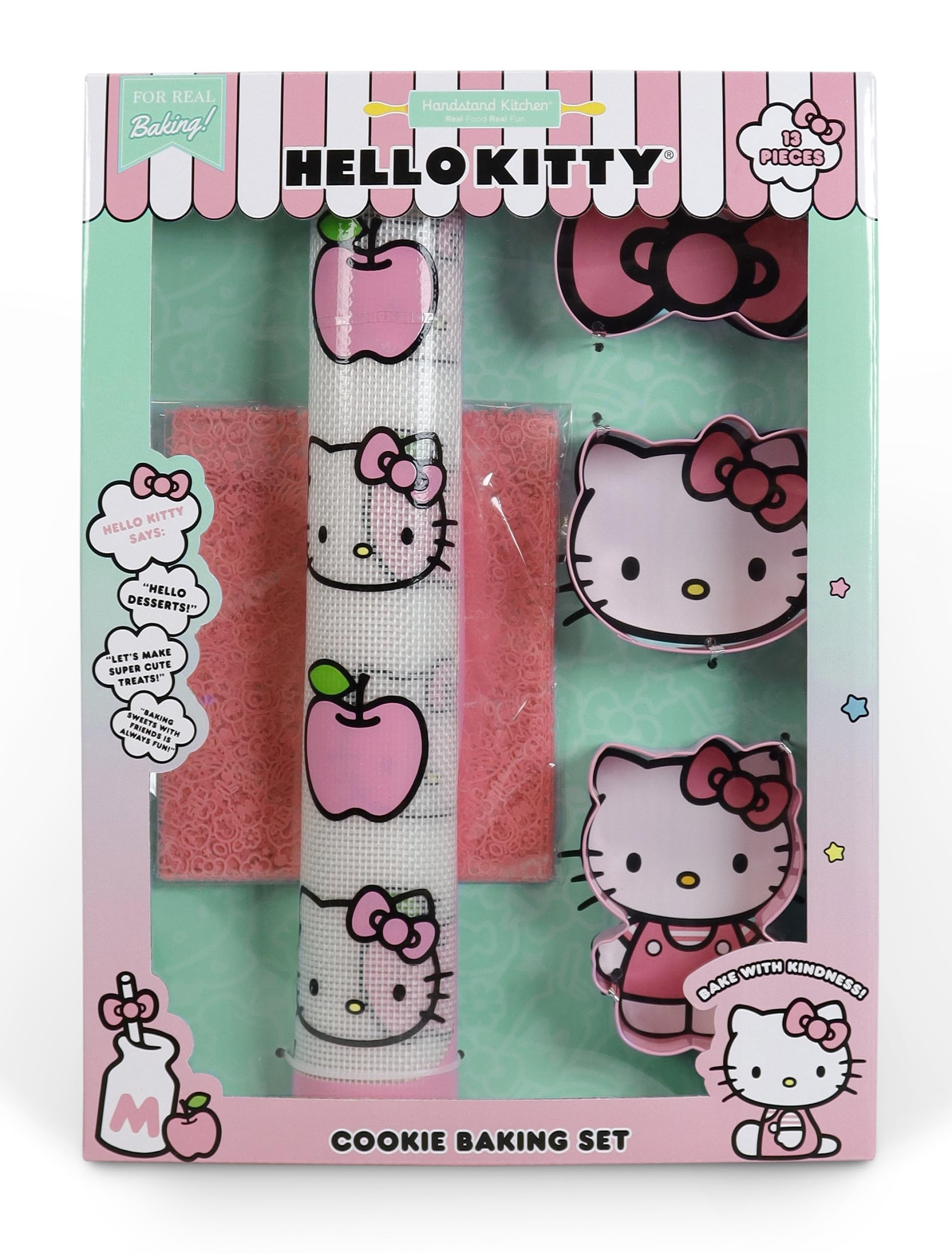 Handstand Kitchen Hello Kitty Cookie Baking Set With Cookie Cutters, Non-Stick Baking Mat And More