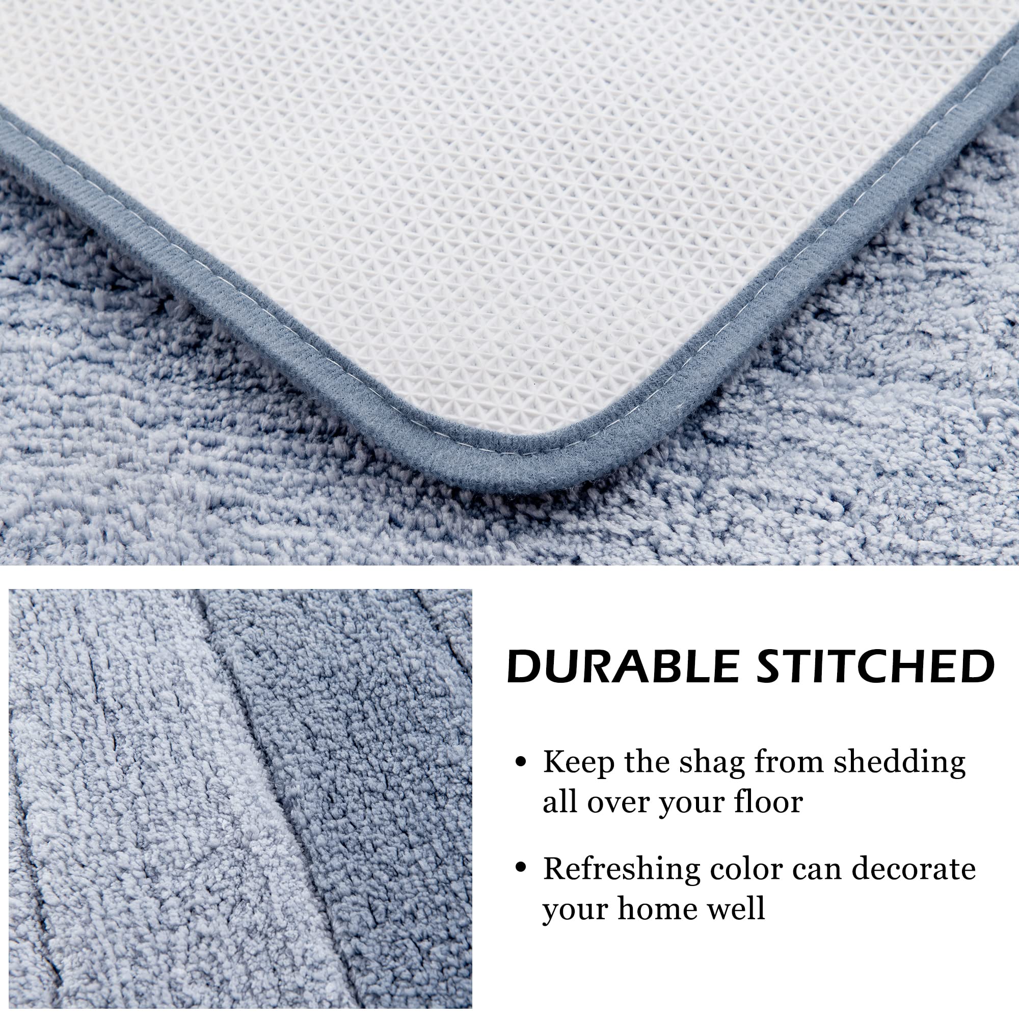 Kmson 3 Pcs Ombre Bathroom Rugs Set With U-Shaped Mat, Non Slip,Quick Drying, Ultra Soft And Water Absorbent Bath Carpet For Bed