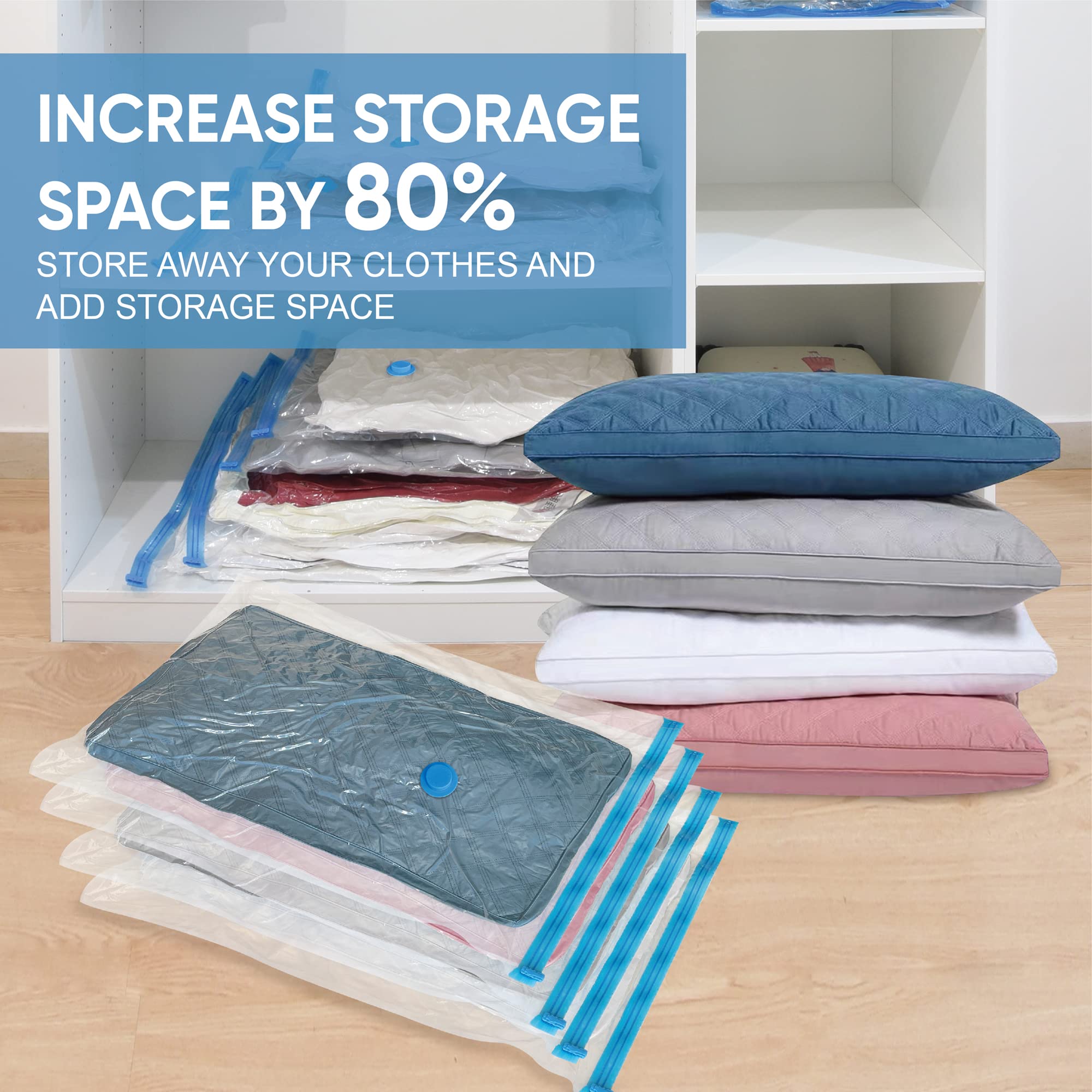 20 Combo Vacuum Storage Bags (4 Jumbo/4 Large/6 Medium/6 Small)  Space Saver Bags Vacuum Seal Bags with Pump  Space Bags  Vacuum Sealer Bags for Clothes  Comforters  Blankets  Bedding