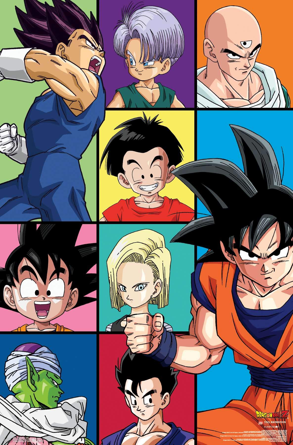 Trends International Dragon Ball Z - Grid Wall Poster, 14.725'' X 22.375'', Premium Unframed Version