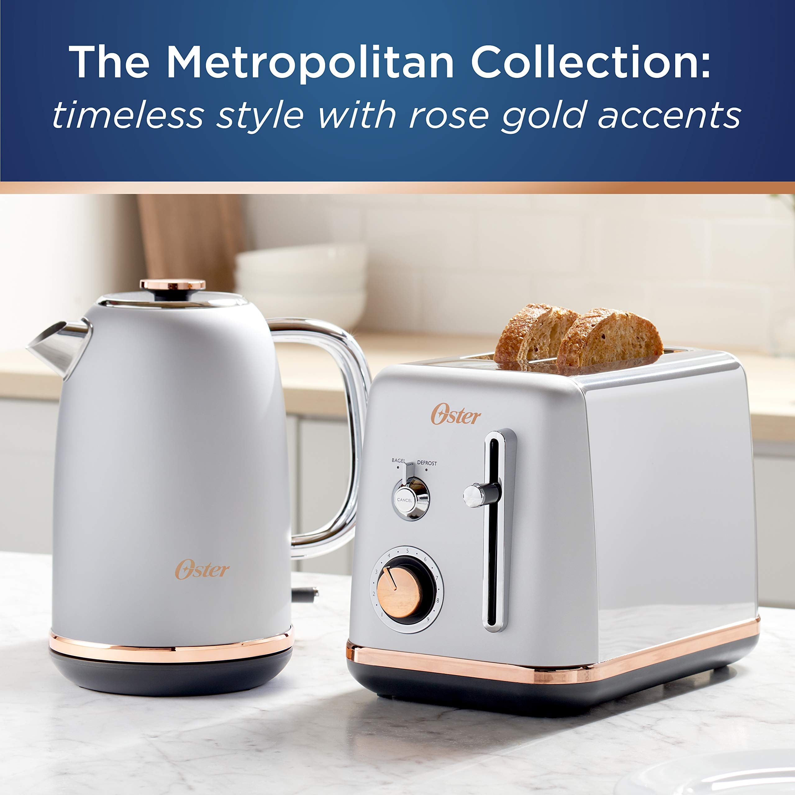 Oster 2097736 Electric Kettle Metropolitan Collection With Rose Gold Accents