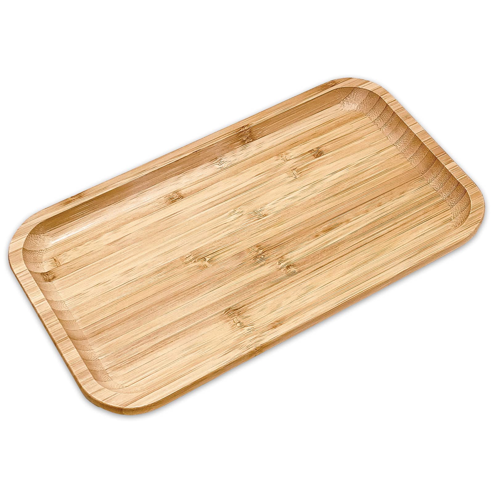 Bam&Boo Bamboo Serving Tray Natural Minimalist Rectangular (11.3    X 6.2'' X 0.8'') Coffee, Tea, Food, Drinks, Storage, Decor F