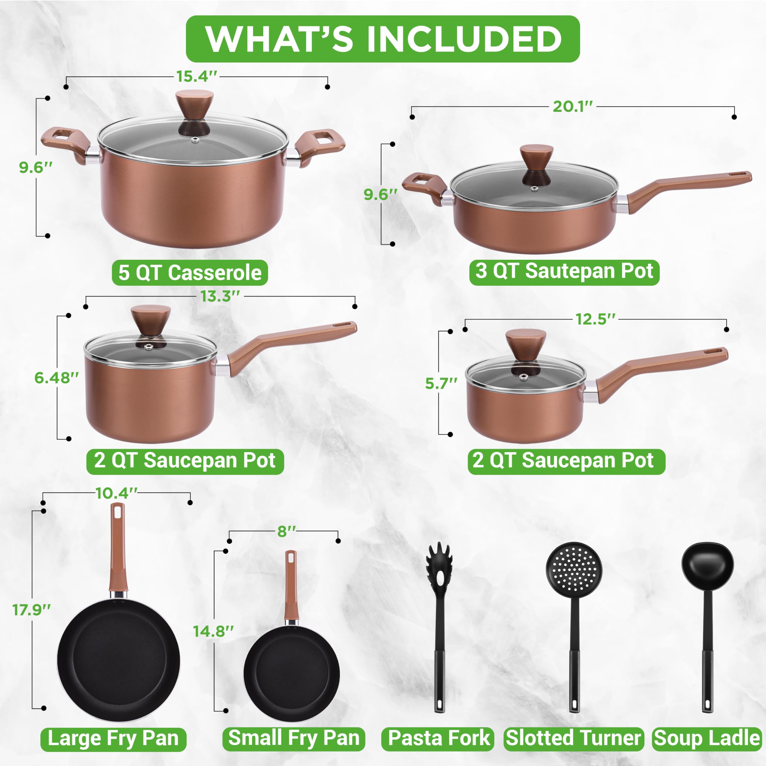 NutriChef 13 Pcs. Nonstick Kitchen Cookware PFOA/PFOS-Free Heat Resistant Kitchenware Set w/Saucepan, Frying Pans, Cooking Pots,