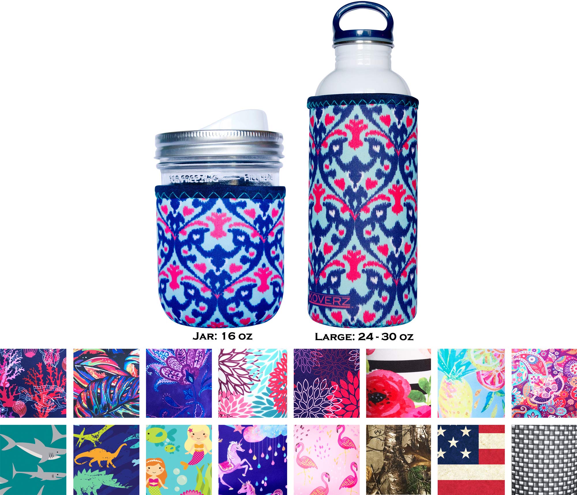 Koverz For Jars - #1 Neoprene Mason Jar Coolie 16 Oz Insulator Sleeve - Ikatching