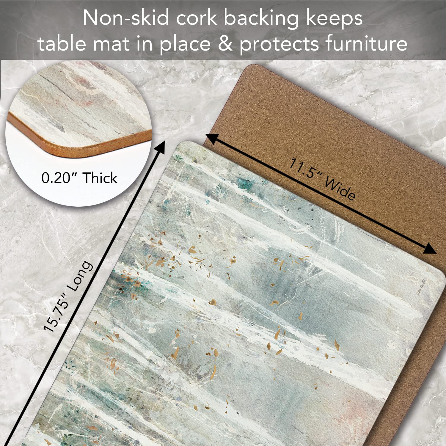 Cala Home Woodland Walk Decorative Hardboard Cork Back Tabletop Placemats 4 Pack Manufactured In The Usa Heat Tolerant And Easil