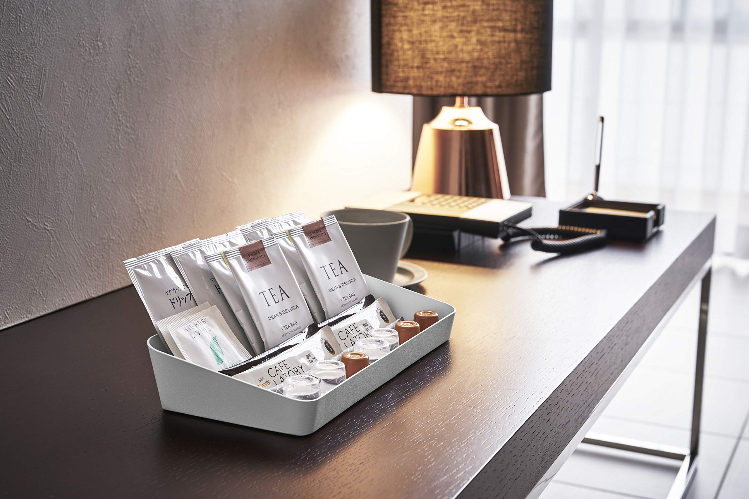 Yamazaki Home Tower Amenity Tray Wide L White, Large