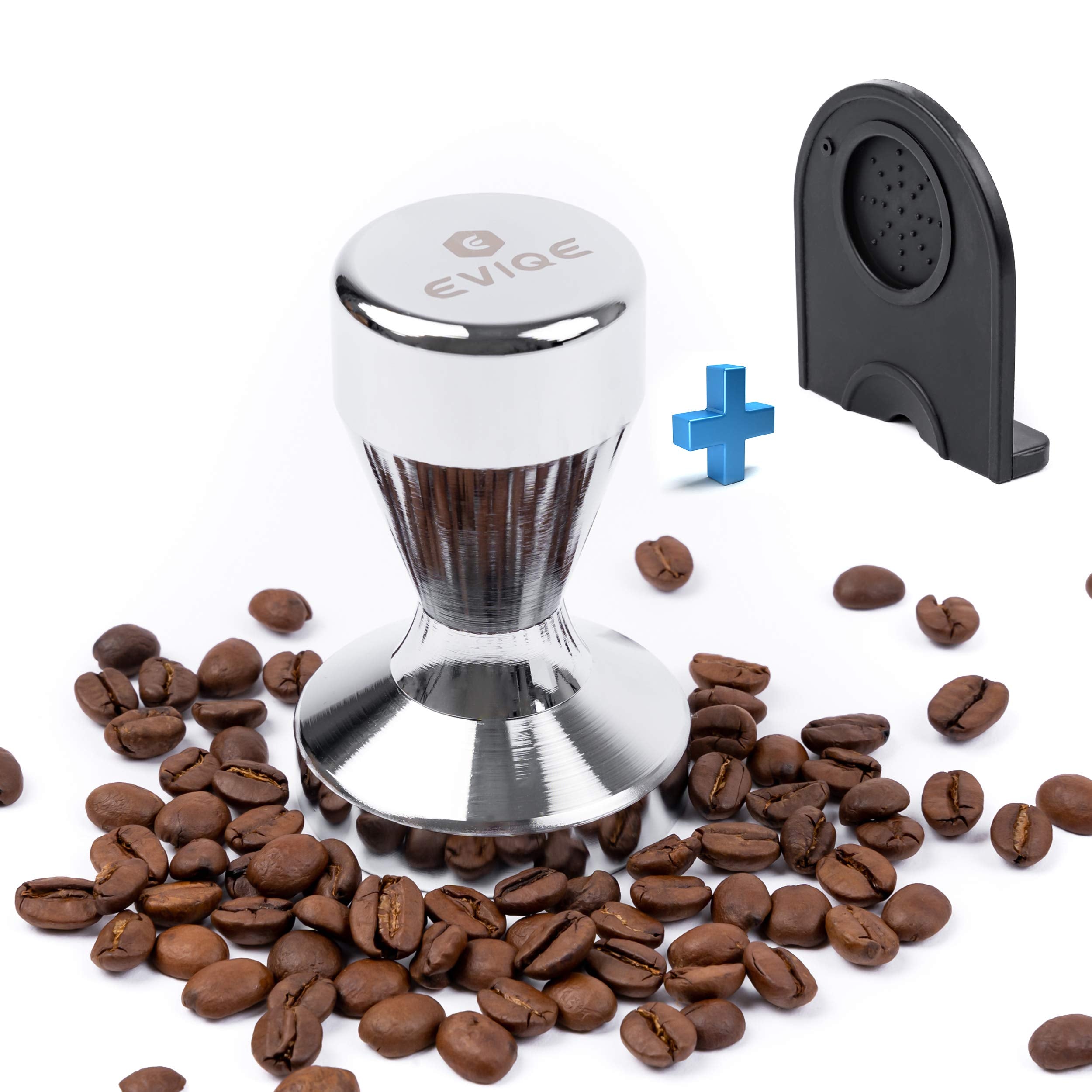 Eviqe Espresso Tamper 51Mm Coffee | Accessories Distributor Stainless Steel Flat Base With Free Mat Holder Stand For Maker, Silv