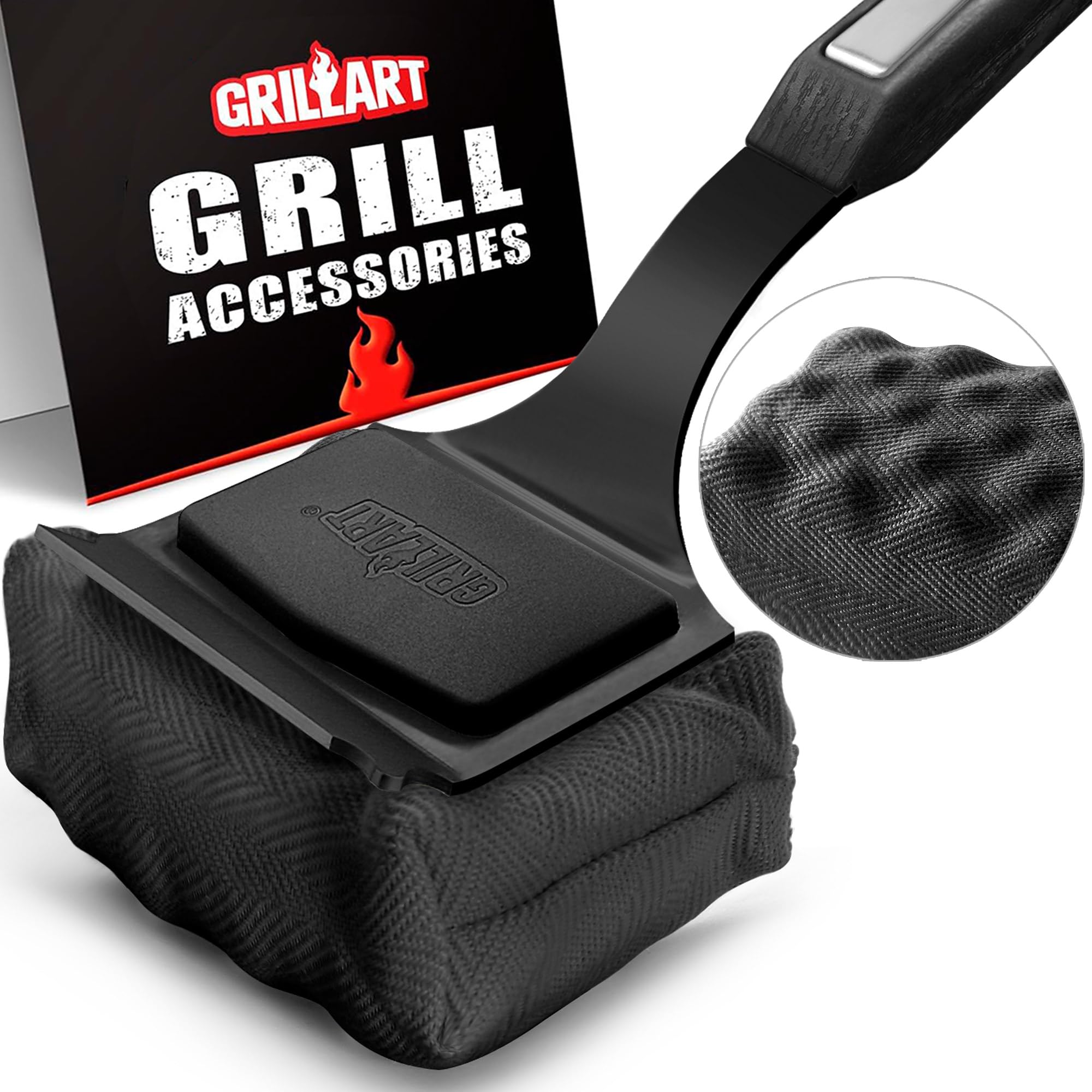 GRILLART Grill Brush Bristle Free. SteamWizards BBQ Replaceable Cleaning Head, Seamless-Fit Scraper Tools for Cast Iron/Stainles