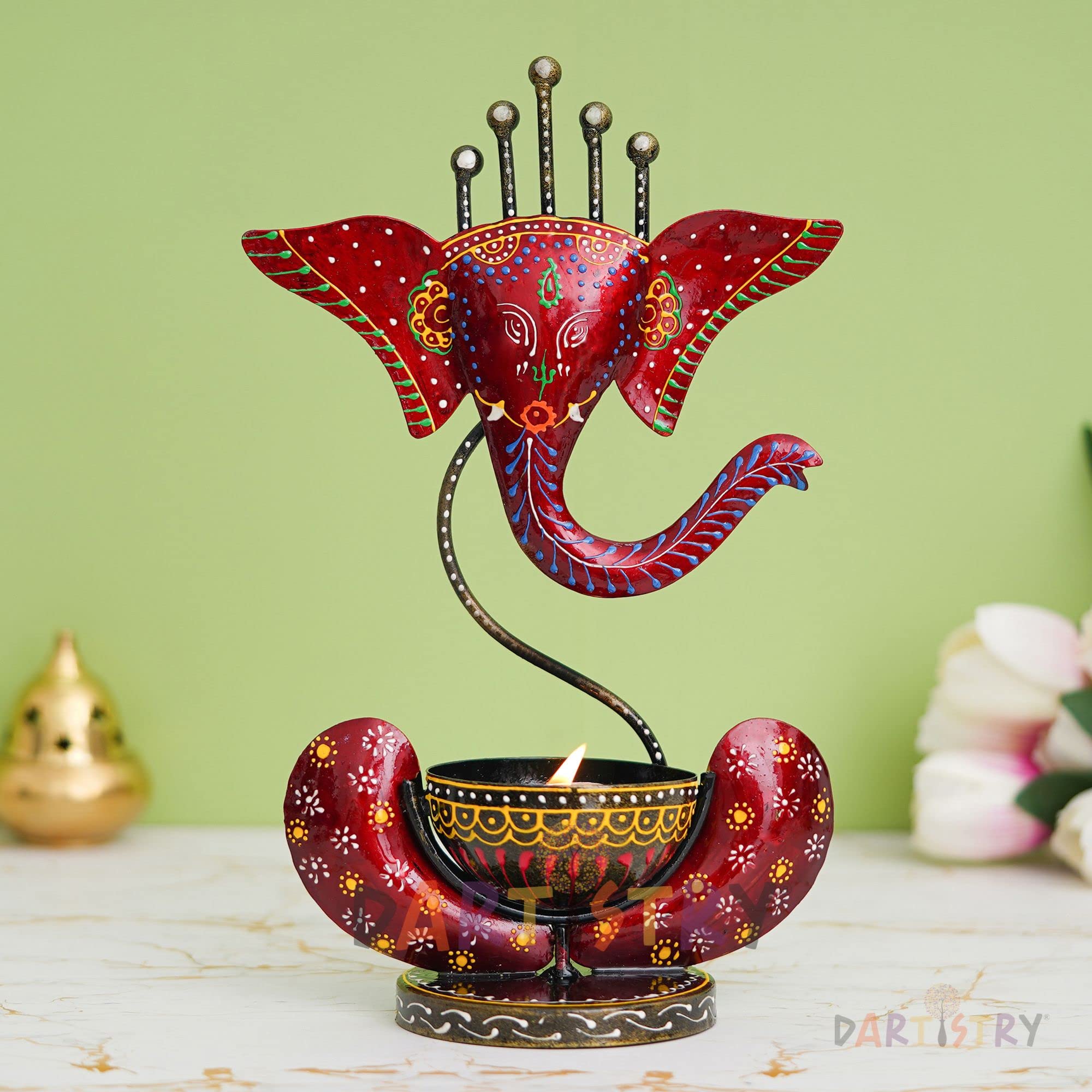 Dartistry Ganpati Diya/Lord Ganesha Deepak/Ganesha Tealight Holder/Showpiece for Home Decor - Decorations Items for Home -Home D