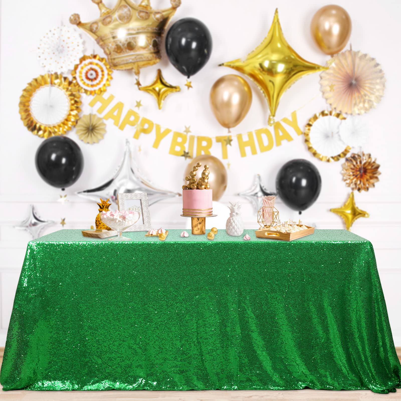 Green Tablecloth Christmas Green Sparkle Tablecloth 8.5Ft Sequin Table Cloth Shimmer Fabric For Bridal Baby Shower Decorative St