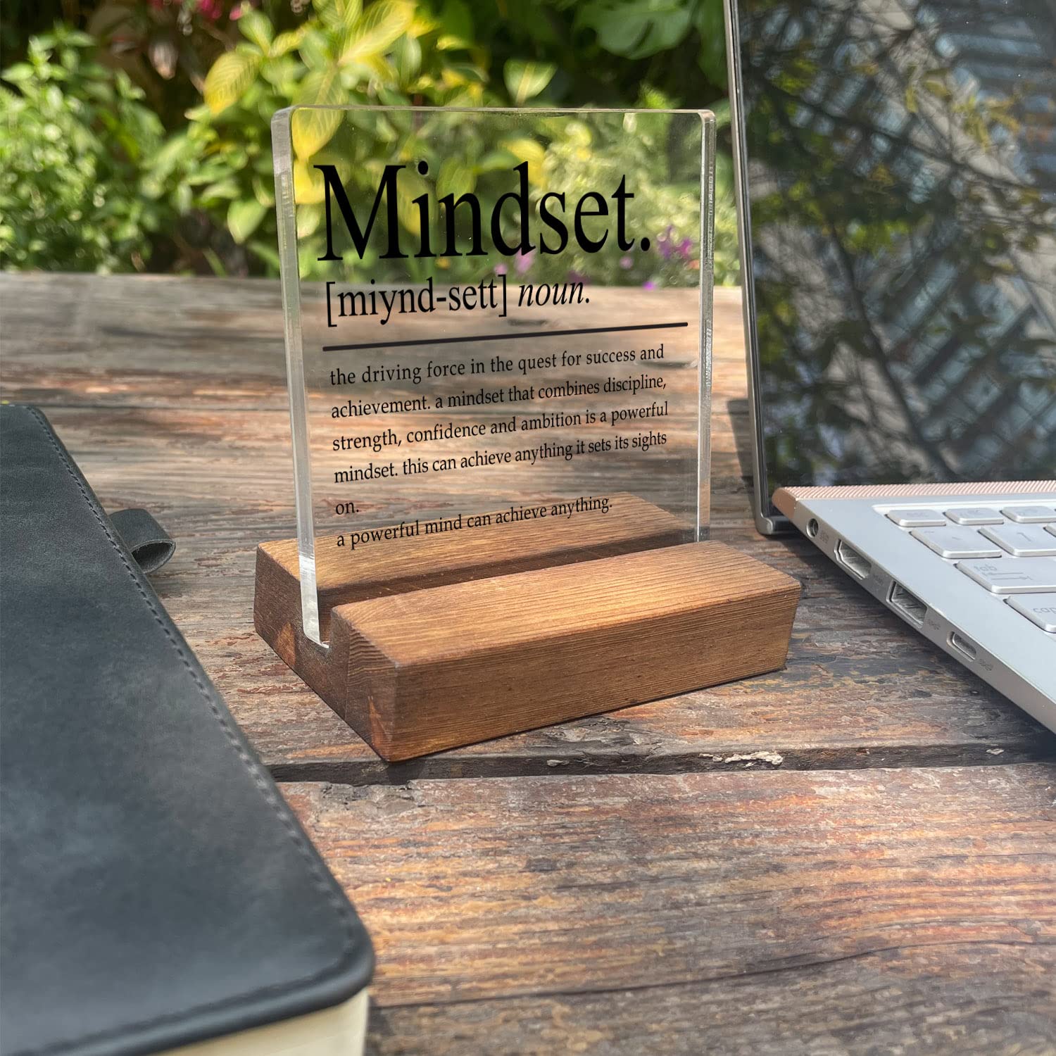 Inspirational Home Office Desk Decor, Motivational Minimalist Decor Art Acrylic Plaque With Wooden Stand Sign Home Office Desk S