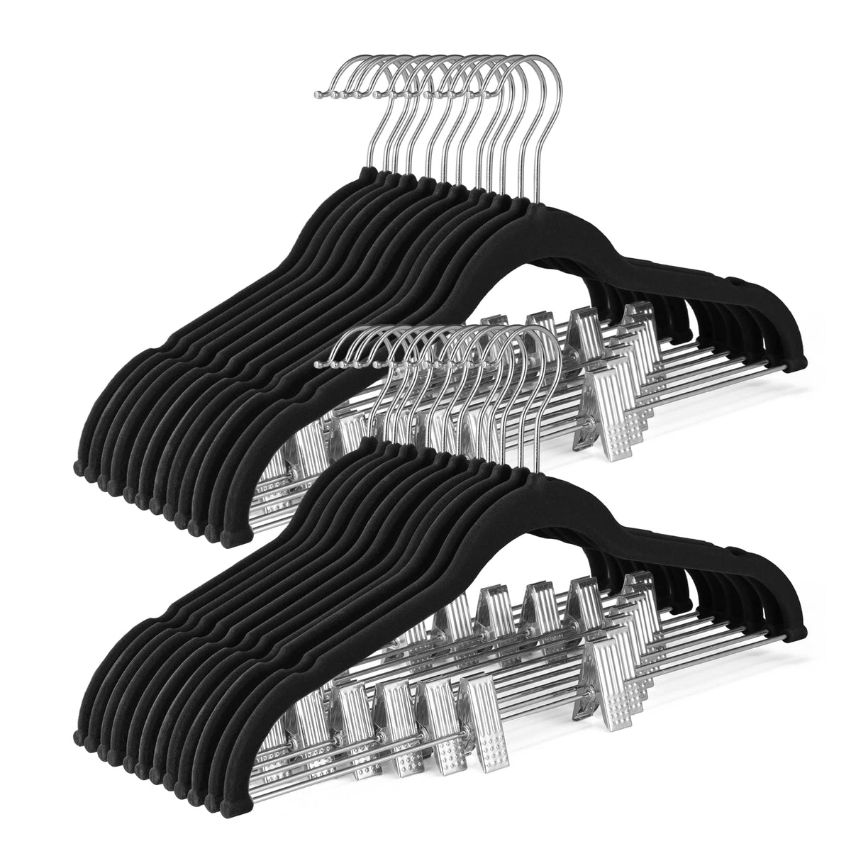 House Day Velvet Skirt Hangers 24 Packs Velvet Hangers With Clips Ultra Thin Non Slip Velvet Pants Hangers Space Saving Clothes