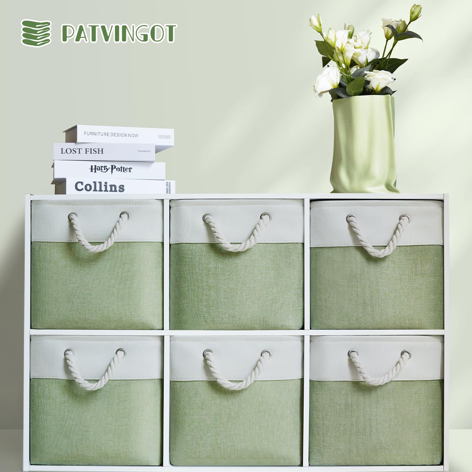Patvingot 11X11 Cube Storage Bins,6 Pack Foldable Fabric Cube Organizer Bins With Rope Handles ,Storage Cubes For Organizing Bed