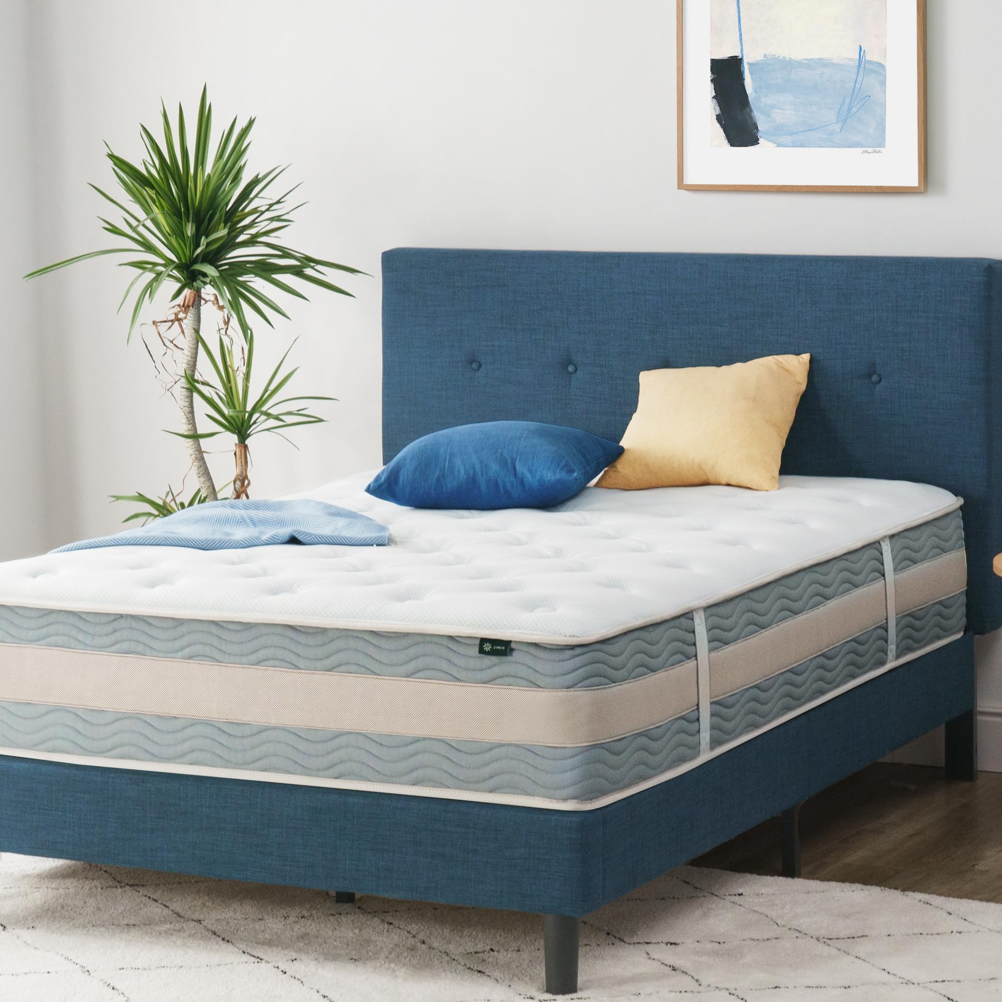 Zinus 12 Inch Cooling Comfort Support Hybrid Mattress [New Version], Queen, Fiberglass Free, Medium Plush, Cooling Motion Isolat