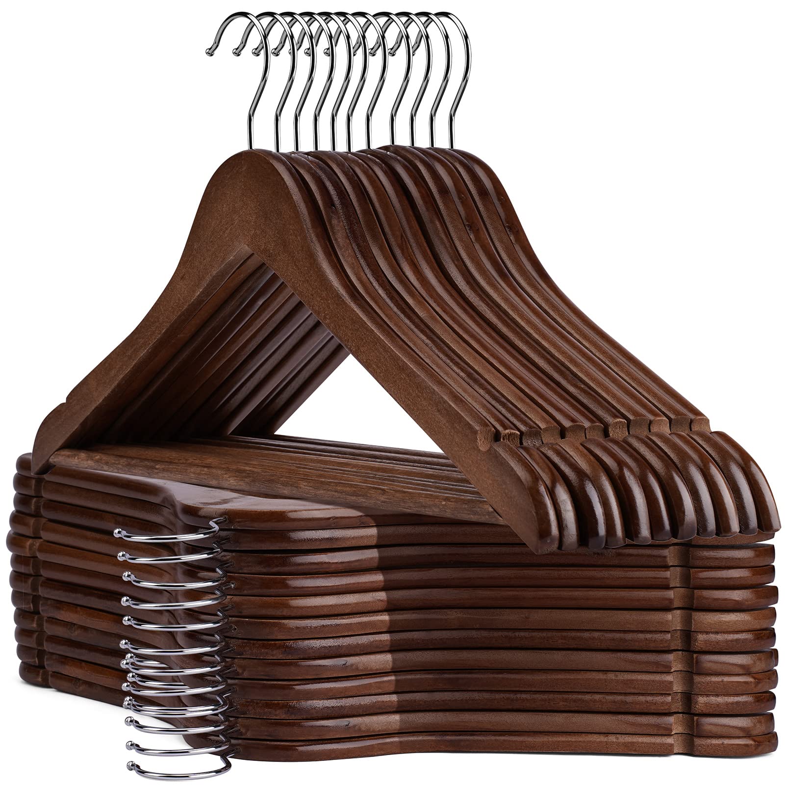 Uinicor Wooden Hangers -30 Pack- Clothes Hangers Slim Wood Hangers Coat Hangers For Closet,Clothes Hanger With Extra Smooth Fini
