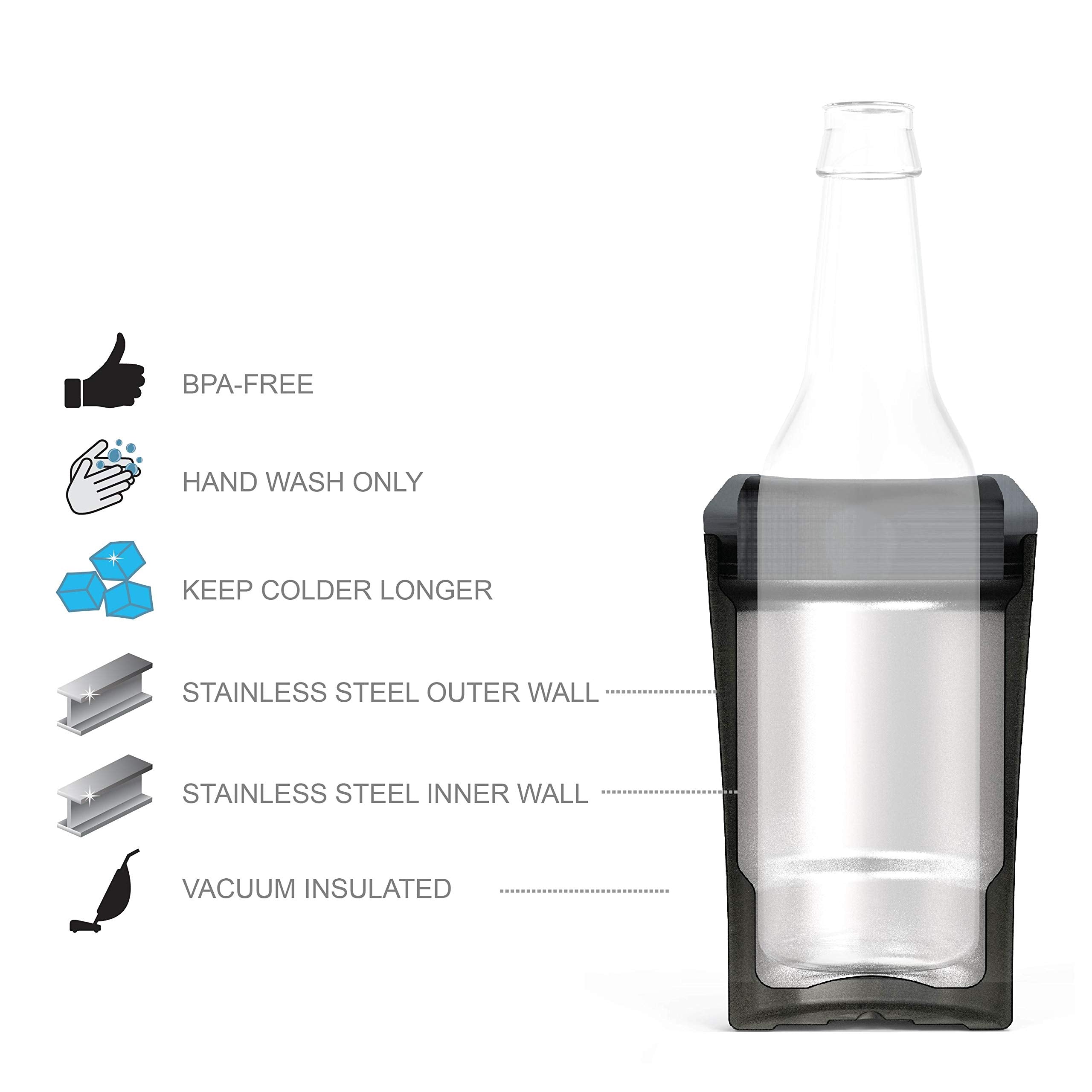 Zak Designs Durable 18/8 Stainless Steel With Vacuum Insulated Can And Bottle Cooler, Great For Cold Drinks Stay Cold In Pool An