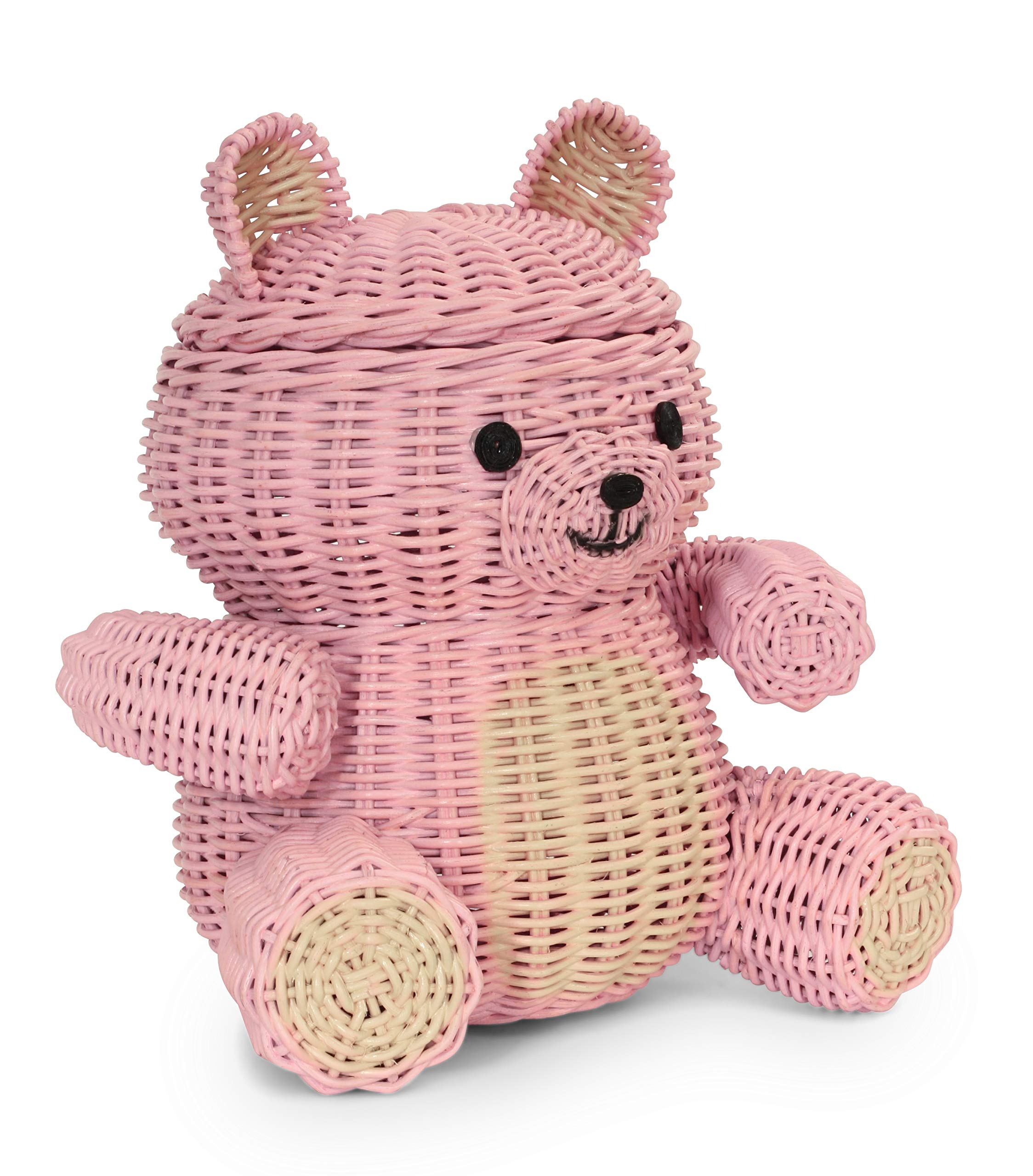 G6 Collection Large Bear Rattan Storage Basket With Lid Decorative Bin Home Decor Hand Woven Shelf Organizer Cute Handmade Handc