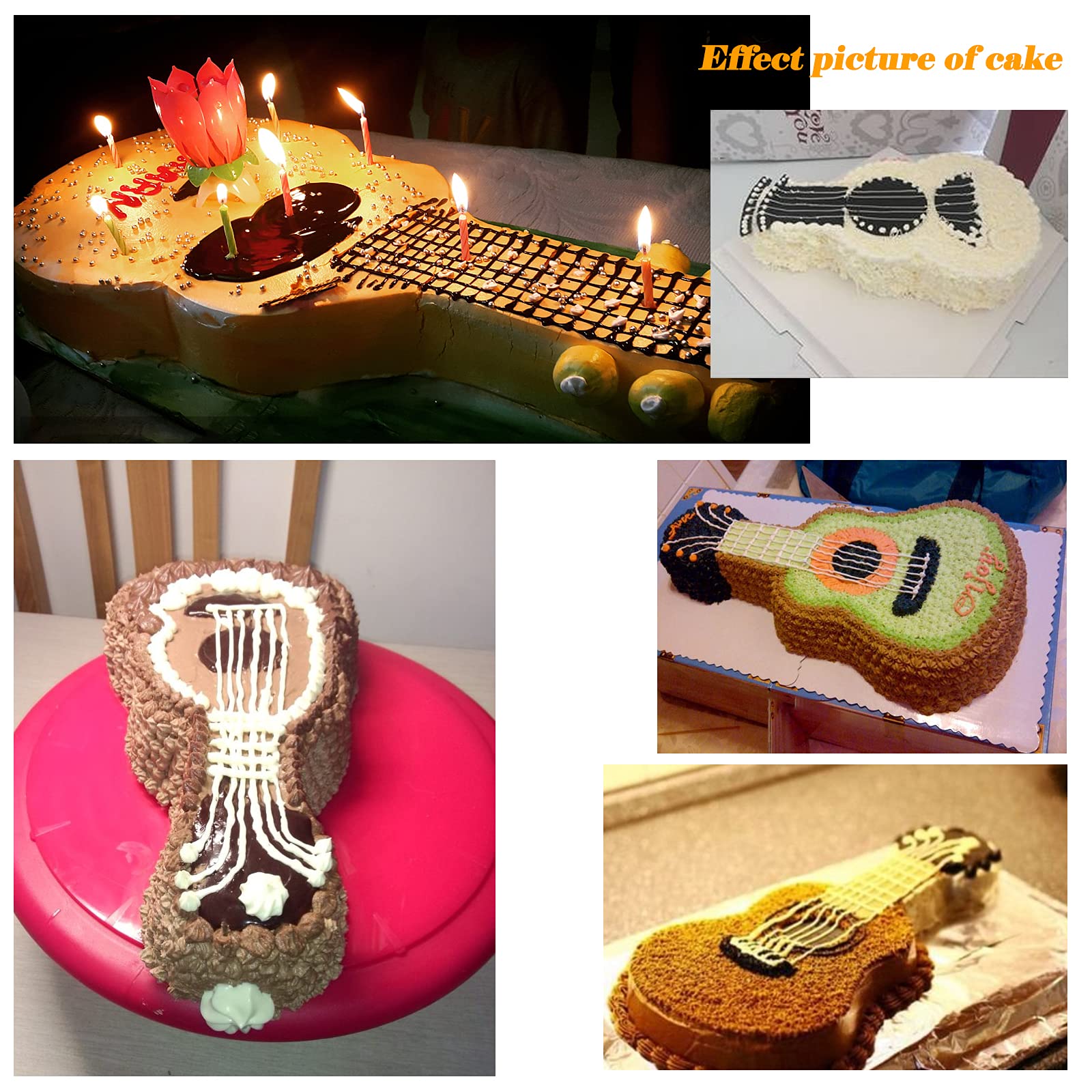 Guitar Shaped Cake Pan, Aluminum 3D Birthday Cake Mold Baking Mould Tin Cake Pan - Guitar (16.5 Inch)