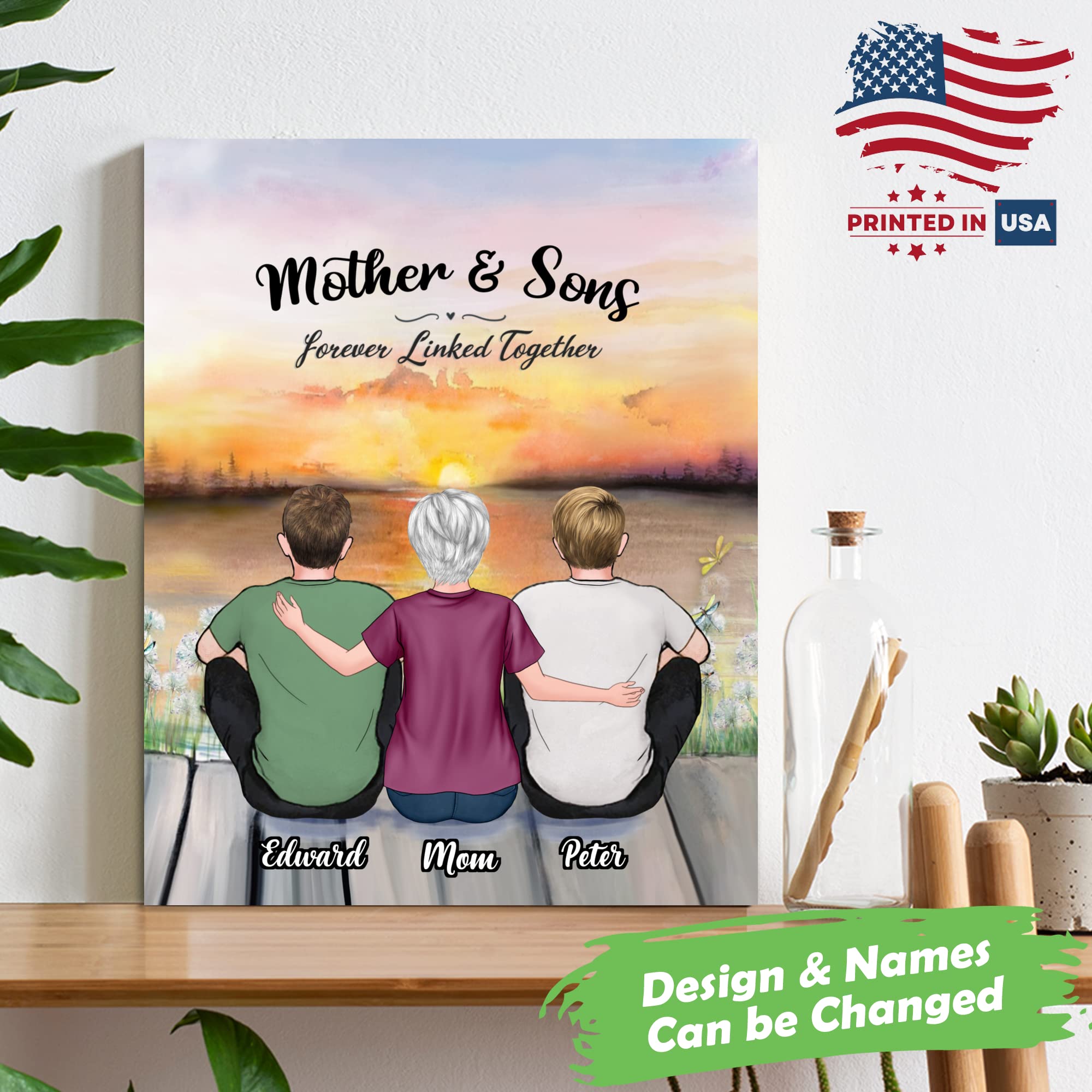 Gossby Custom Mom Wrapepd Canvas - Custom Gift For Mom From Son With Design, Name - Mother Son Art Gift - Mothers Day, Christmas