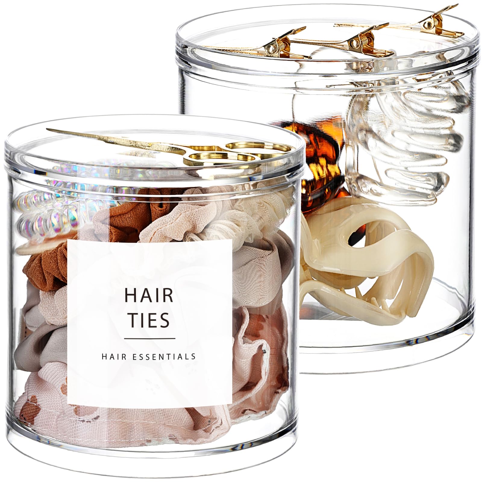 Sheechung 2 Pack Qtip Holder Stackable Plastic Apothecary Jars With Storage Lids Clear Bathroom Accessories For Storage And Orga