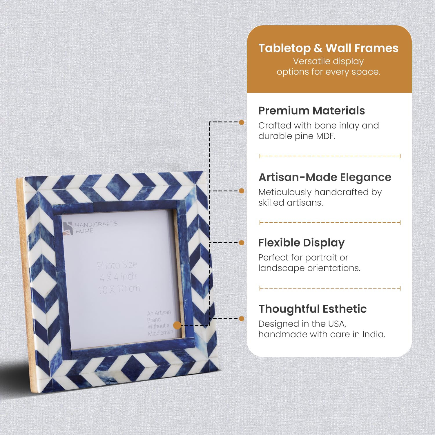Handicrafts Home Picture Frames Chevron Pattern Inspired Handmade Gifts Photo Frame Blue 4x4