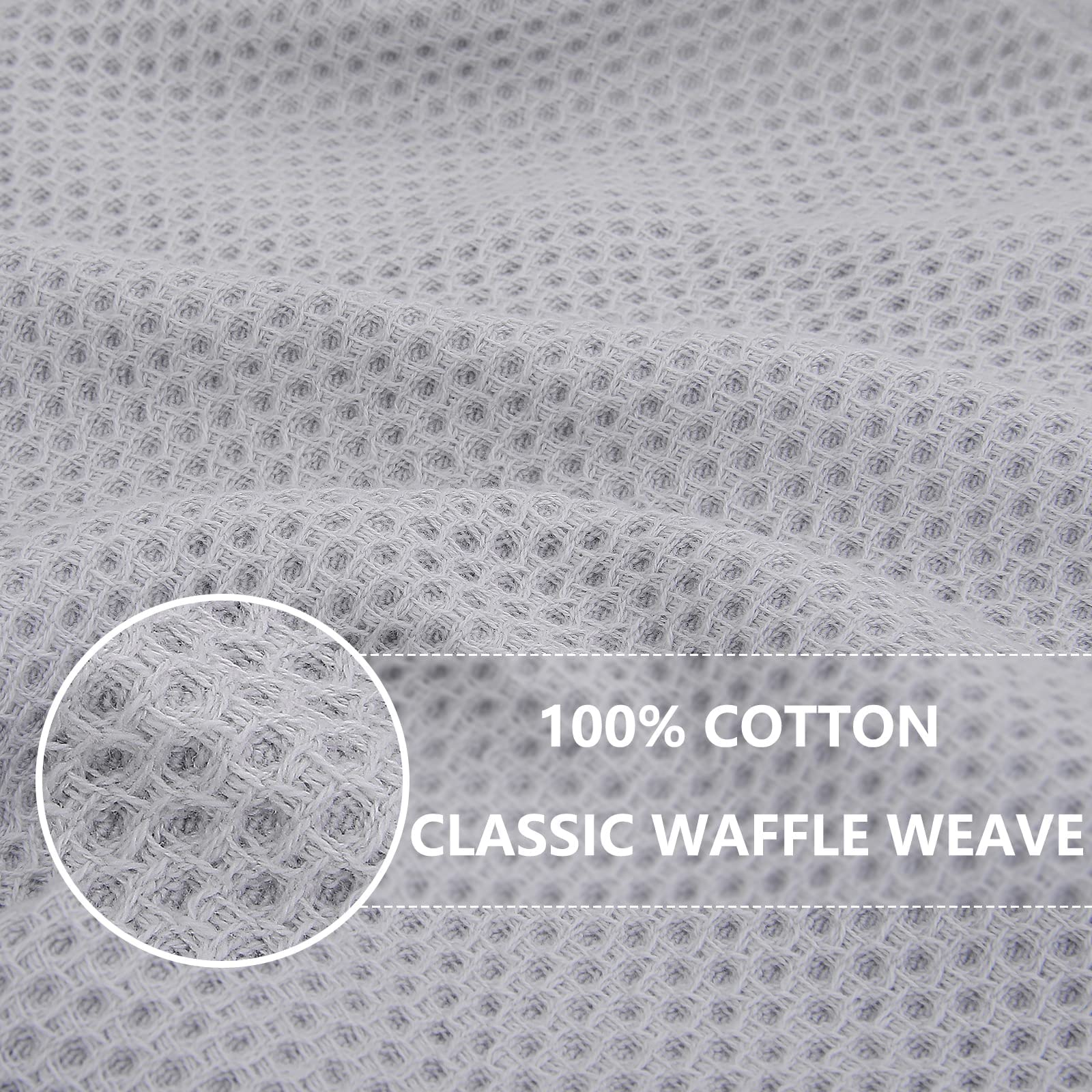 Homaxy 100% Cotton Waffle Weave Kitchen Dish Cloths, Ultra Soft Absorbent Quick Drying Dish Towels, 12 x 12 Inches, 8-Pack, Ligh