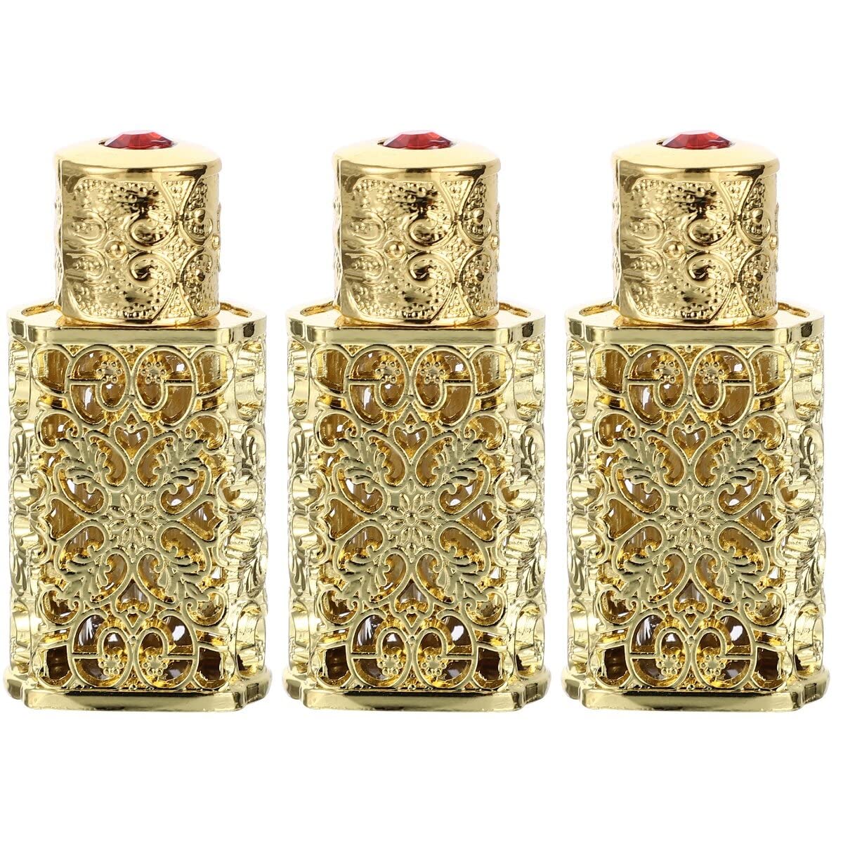 Frcolor 3Pack Hollow Flower Engraved Essential Oil Spray Bottles 1Oz Refillable Travel Perfume Atomizers for Cosmetic Arabian P