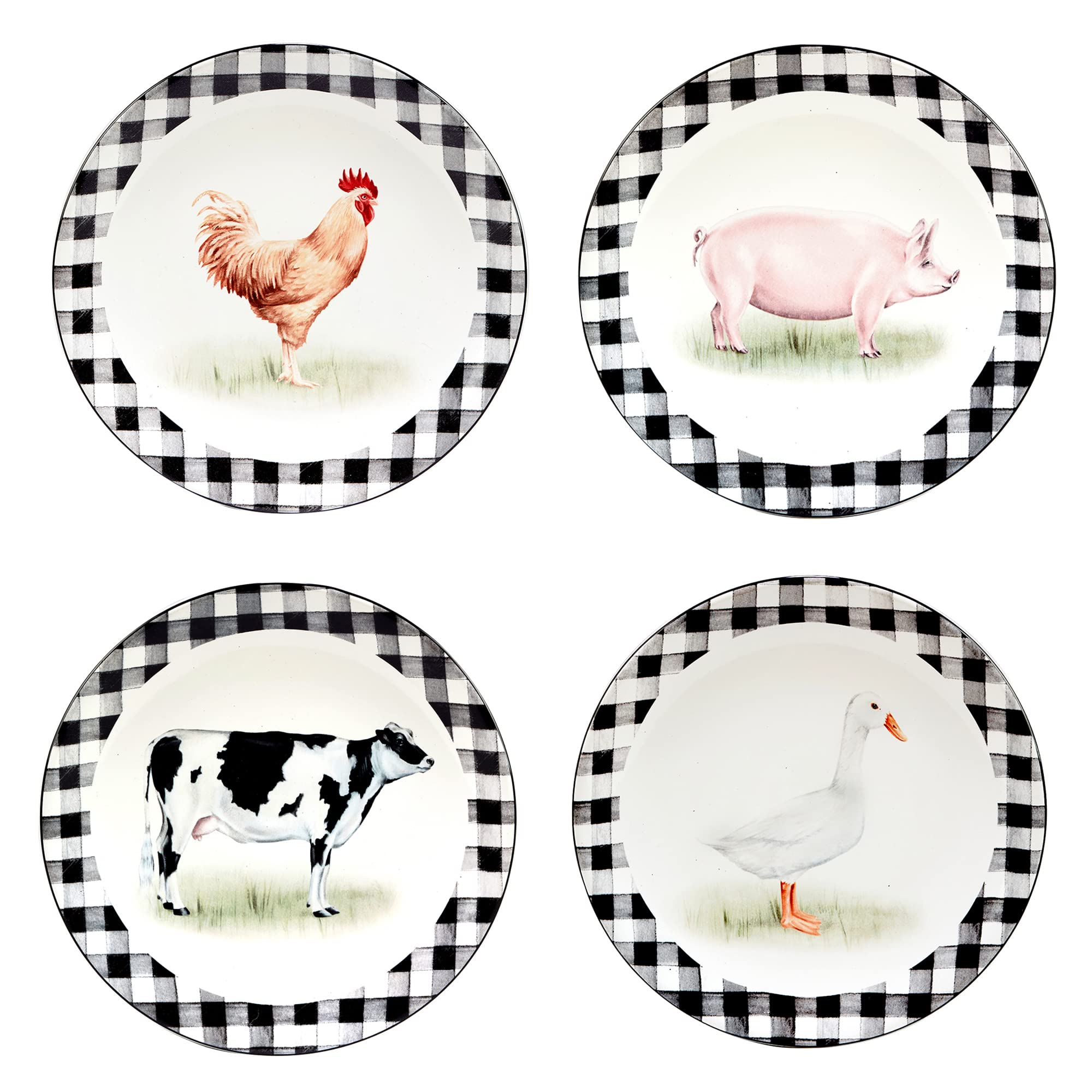 Certified International Farm 9'' Salad/Dessert Plates, Multicolored, 9'' X 9'', Set Of 4