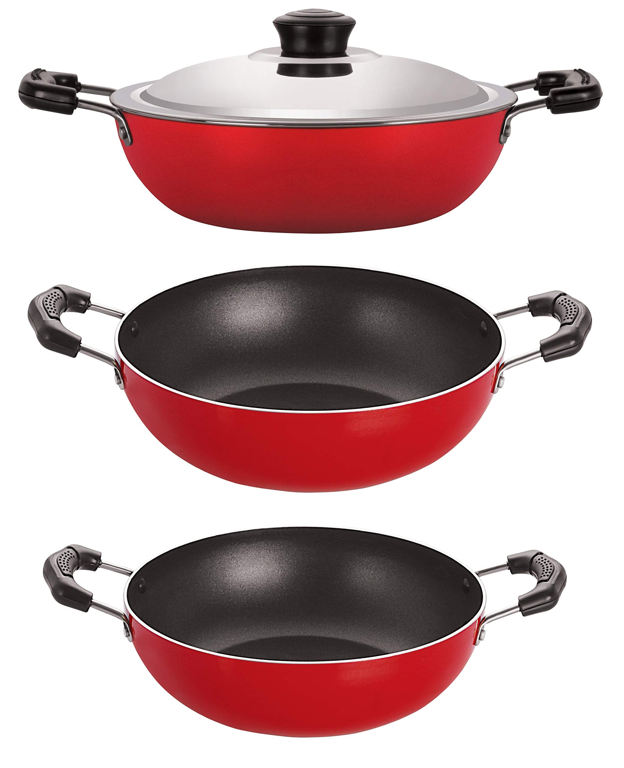 Nirlon NonStick Aluminium Gas Compatible Cookware Essential Combo Item Set, 3 Piece Set