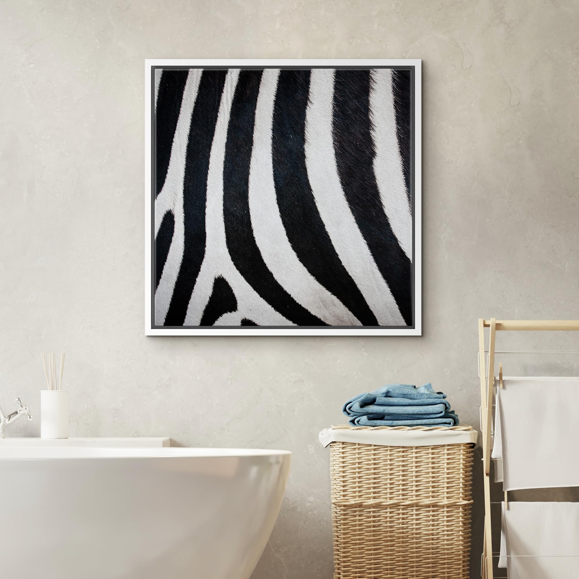 Wall26 Framed Framed Canvas Prints Wall Art Framed Framed Canvas Prints Wall Art - Zebra Fur/Skin Texture - 24''X24'' White