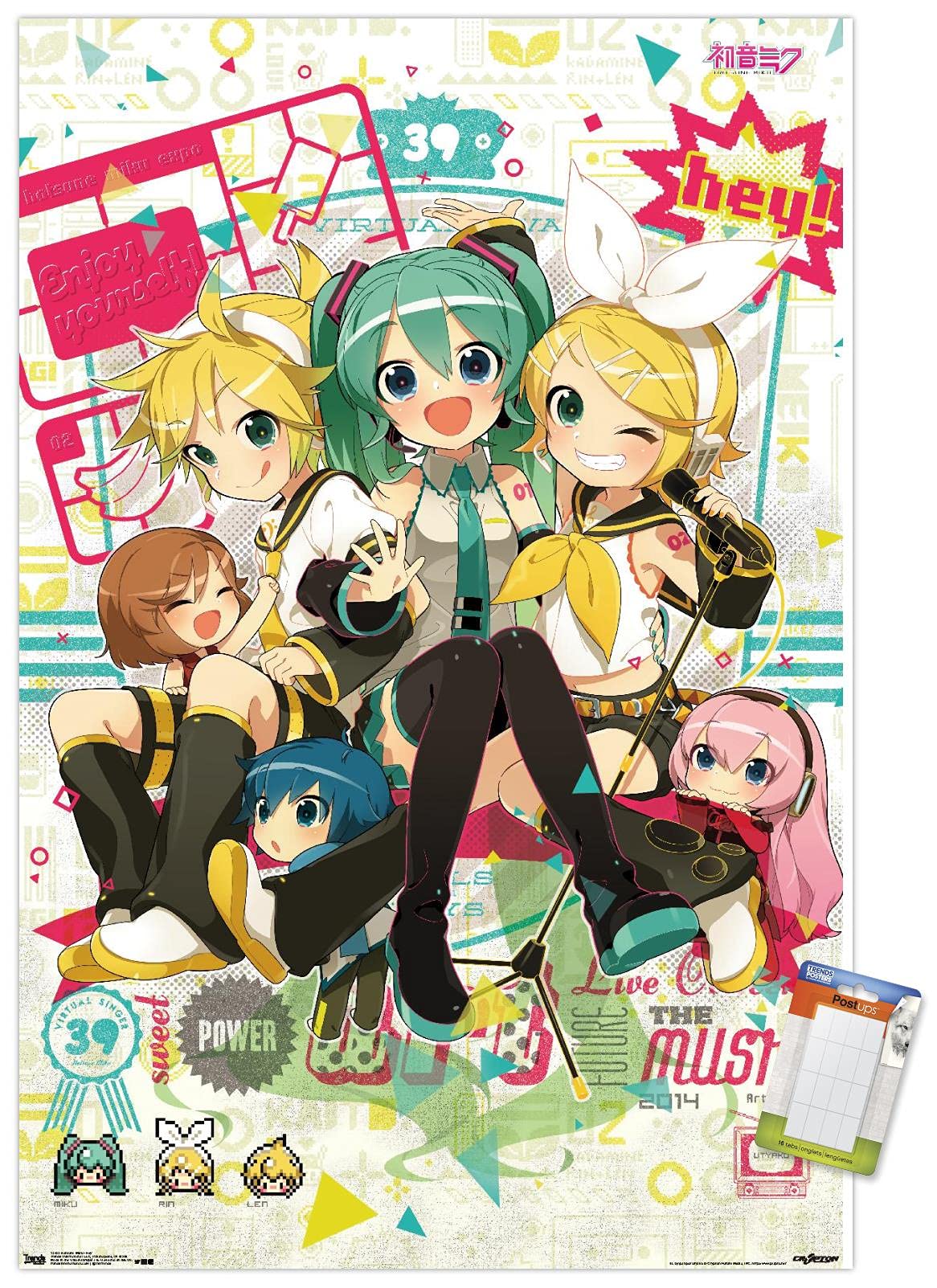 Trends International Hatsune Miku - Hey Wall Poster, 14.72'' X 22.37'', Premium Poster & Mount Bundle