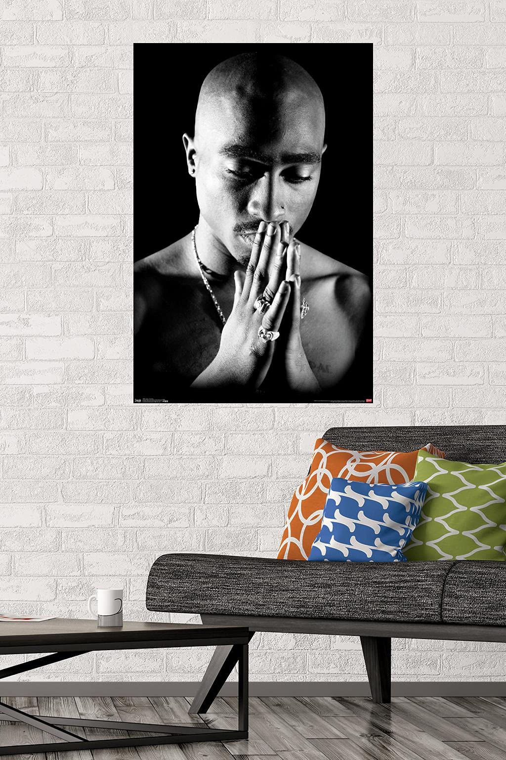 Trends International Tupac-Praying Mount Wall Poster  22.375'' x 34''  Poster & Mount Bundle  Dormitory