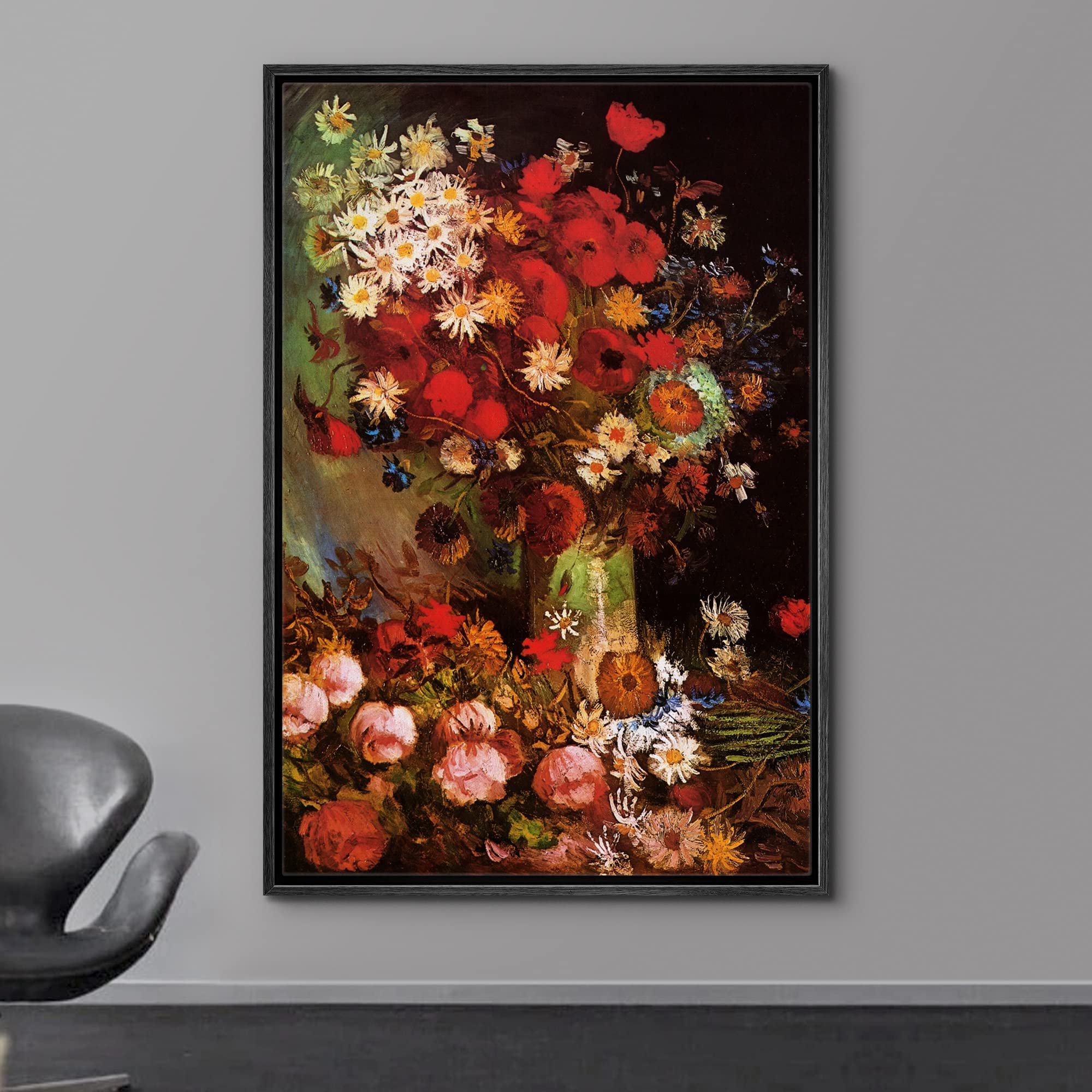 Wall26 Framed Canvas Print Wall Art Poppy Flowers By Master Artist Vincent Van Gogh Nature Wilderness Illustrations Fine Art Rel