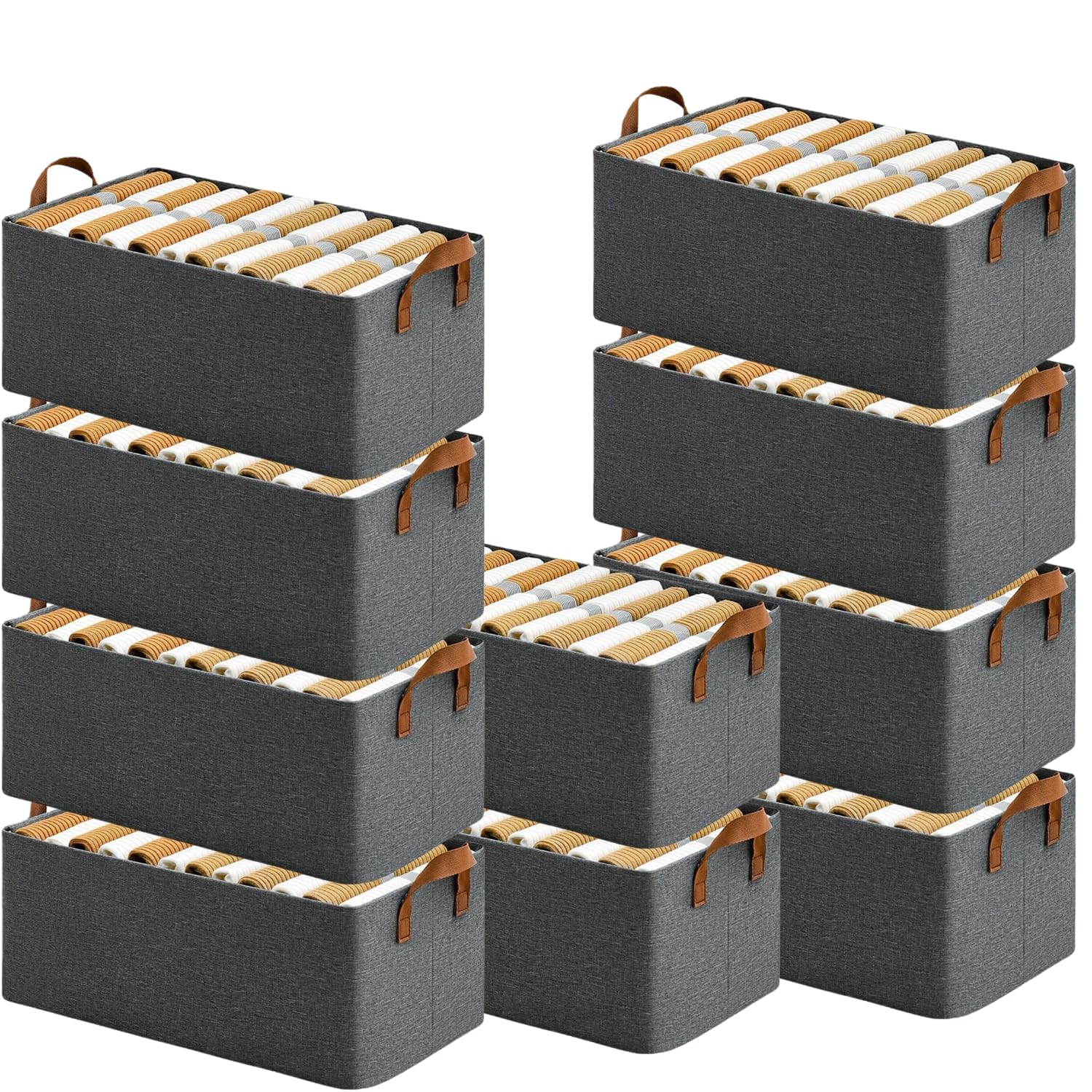 Panchhi Store 10 Pcs Fabric Wardrobe Organizer Foldable Storage Box Basket For Cupboard Clothes Closet Shelves Almirah Jeans Swe
