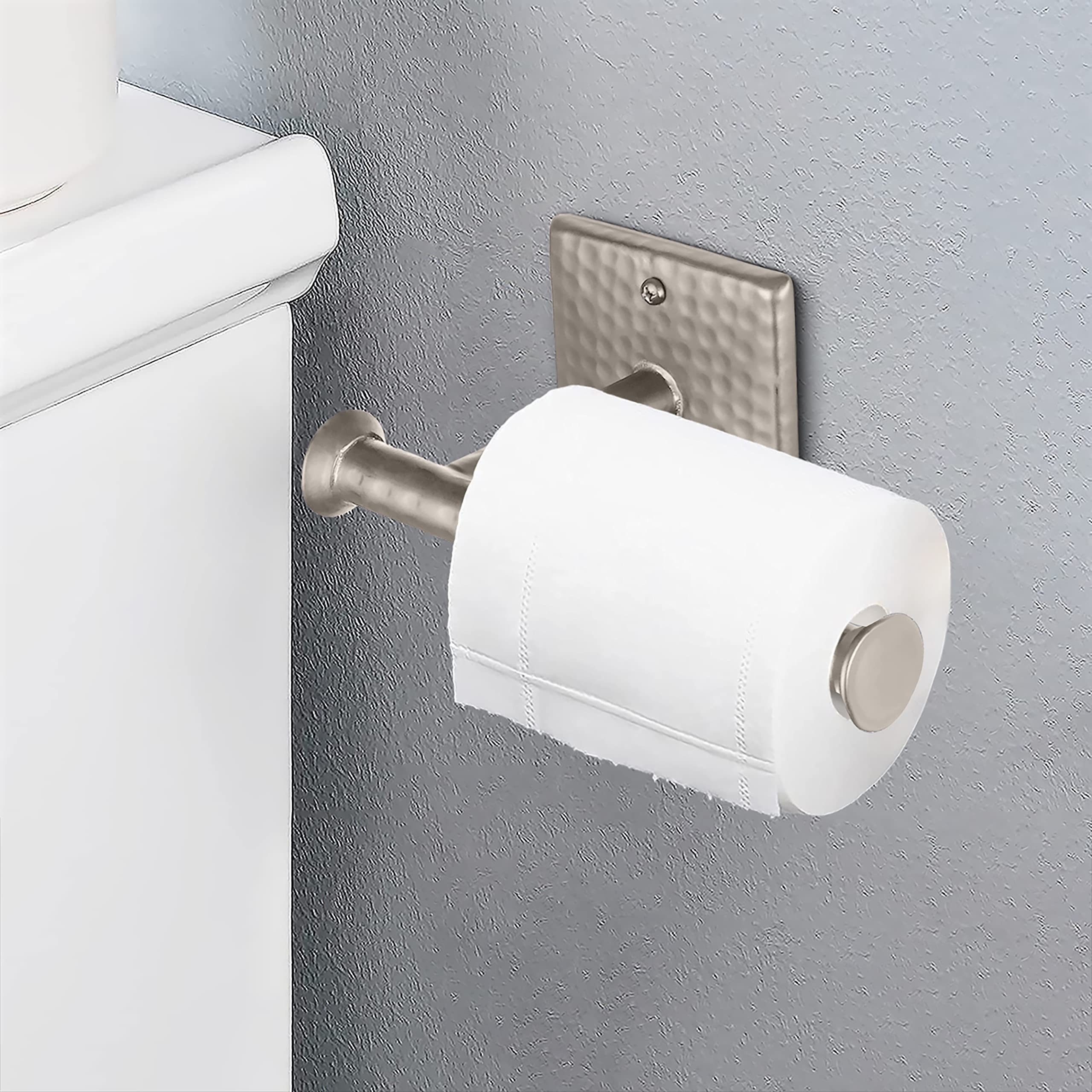 Monarch Abode Traditional Hand Hammered Wall Toilet Paper Holder, 7-inch, Brushed Nickel Finish, Model 18005, Metal Construction