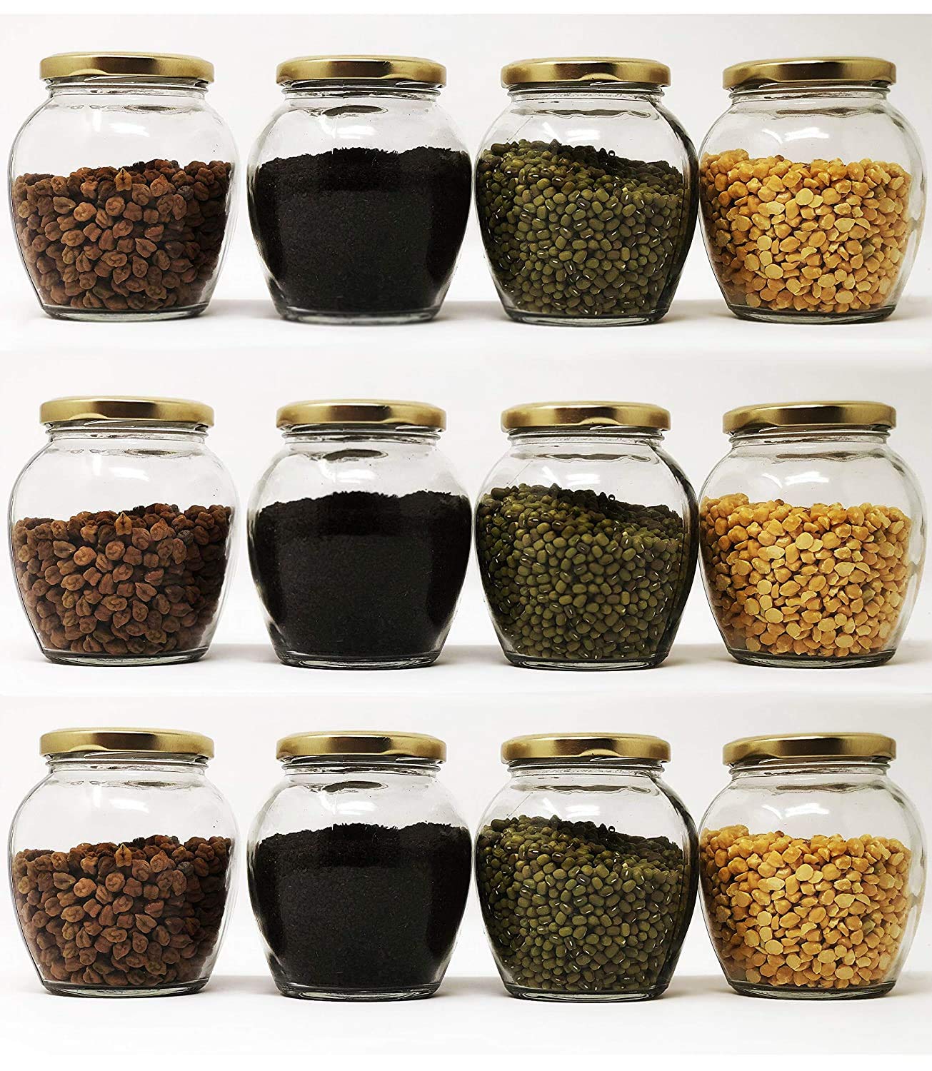 Sitovi Transparent Glass Jar And Container Air Tight Gold Lid For Kitchen 400 Ml Pot Glass Mataka Jar With Airtight Metal Lid Pa