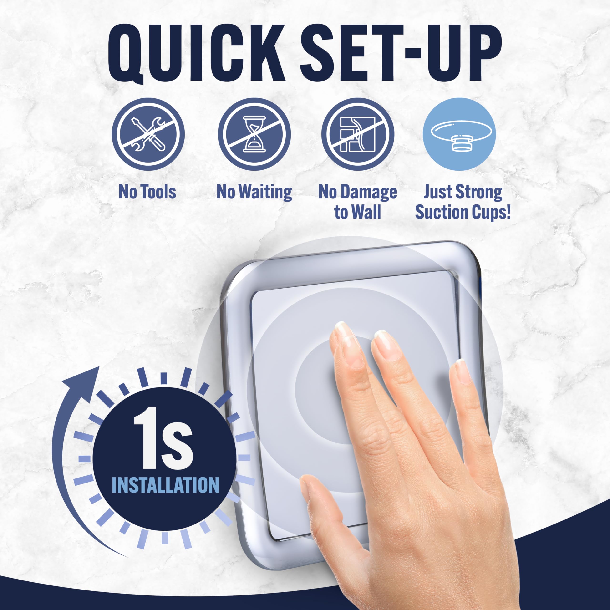 Travel Shower Mirror - Small Fogless Mirror With Triple Suction Cups - Antifog & Shatterproof Stick On Shaving Mirror For Bathro