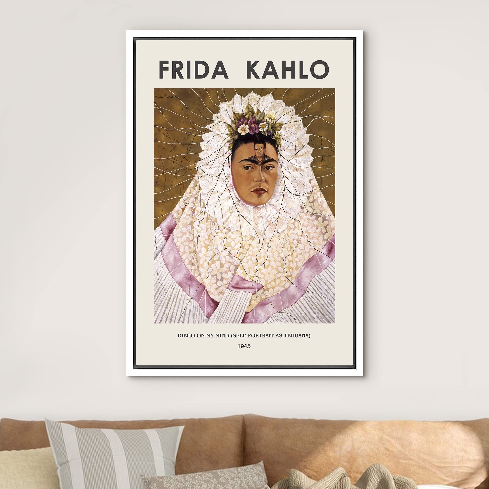 Idea4Wall Framed Canvas Print Wall Art Diego On My Mind (Self-Portrait) By Frida Kahlo Historic Cultural Illustrations Fine Art