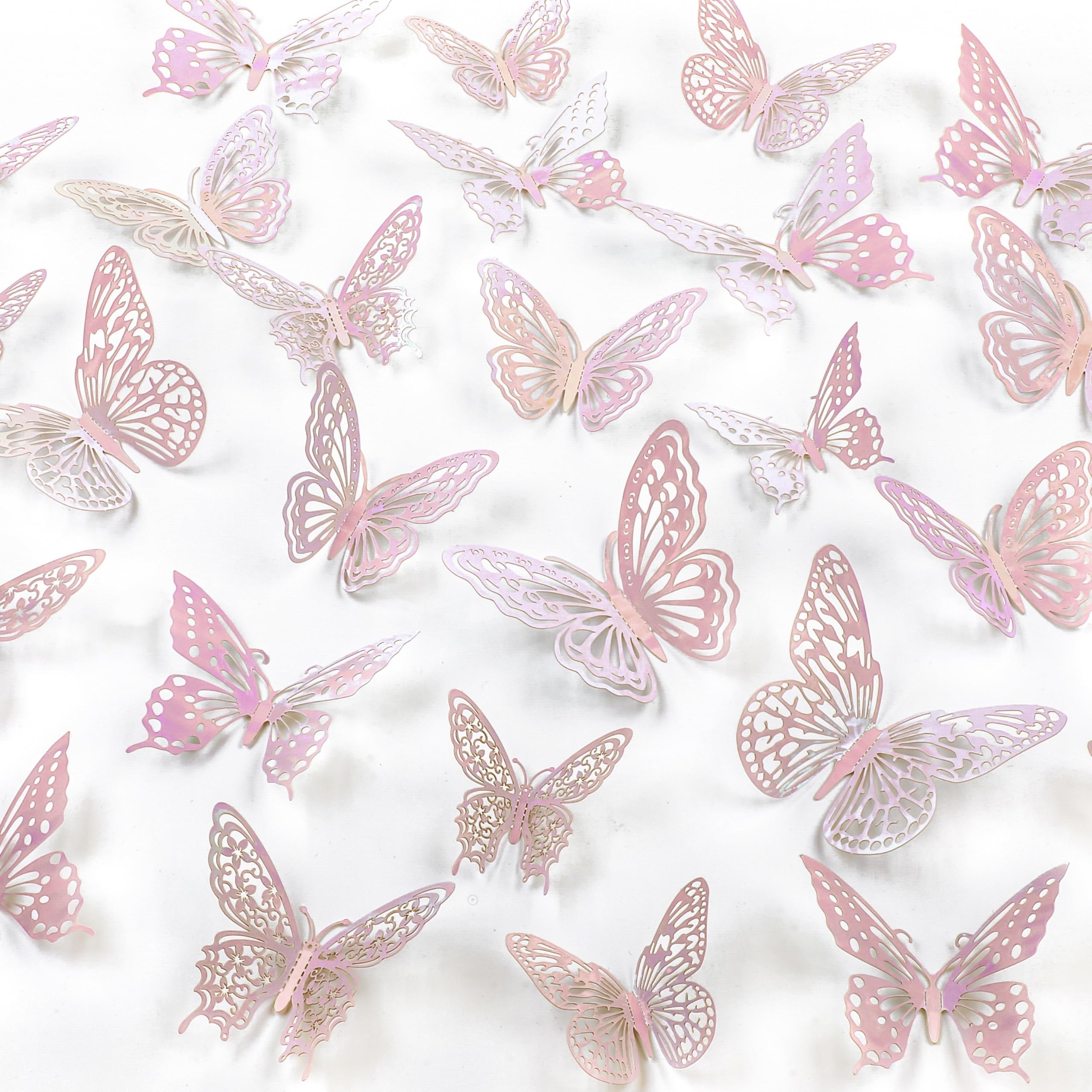 Phuryllic Butterfly Wall Decor, 48pcs 3D Butterfly Stickers in 3 Sizes & 4 Styles for Balloon Arch & Cake Decorations, Cute Deca
