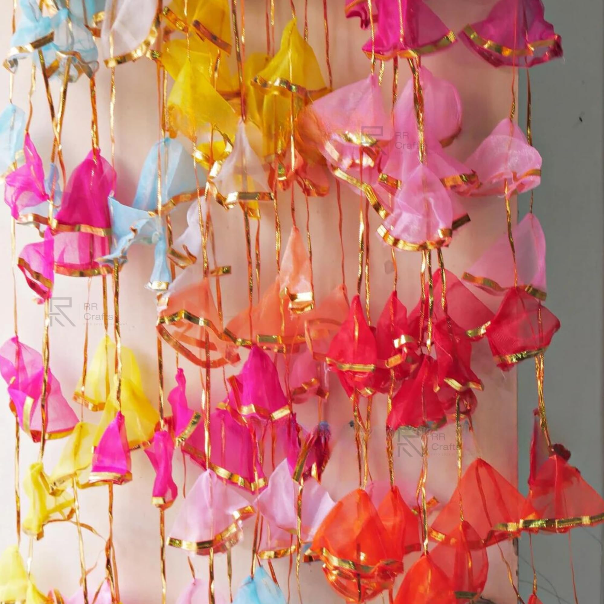 RR Crafts Gota Net Hangings for Decoration, Pack of 20 Garlands for Wedding, Haldi, Event, Decoration Backdrop, Multi Color Hang