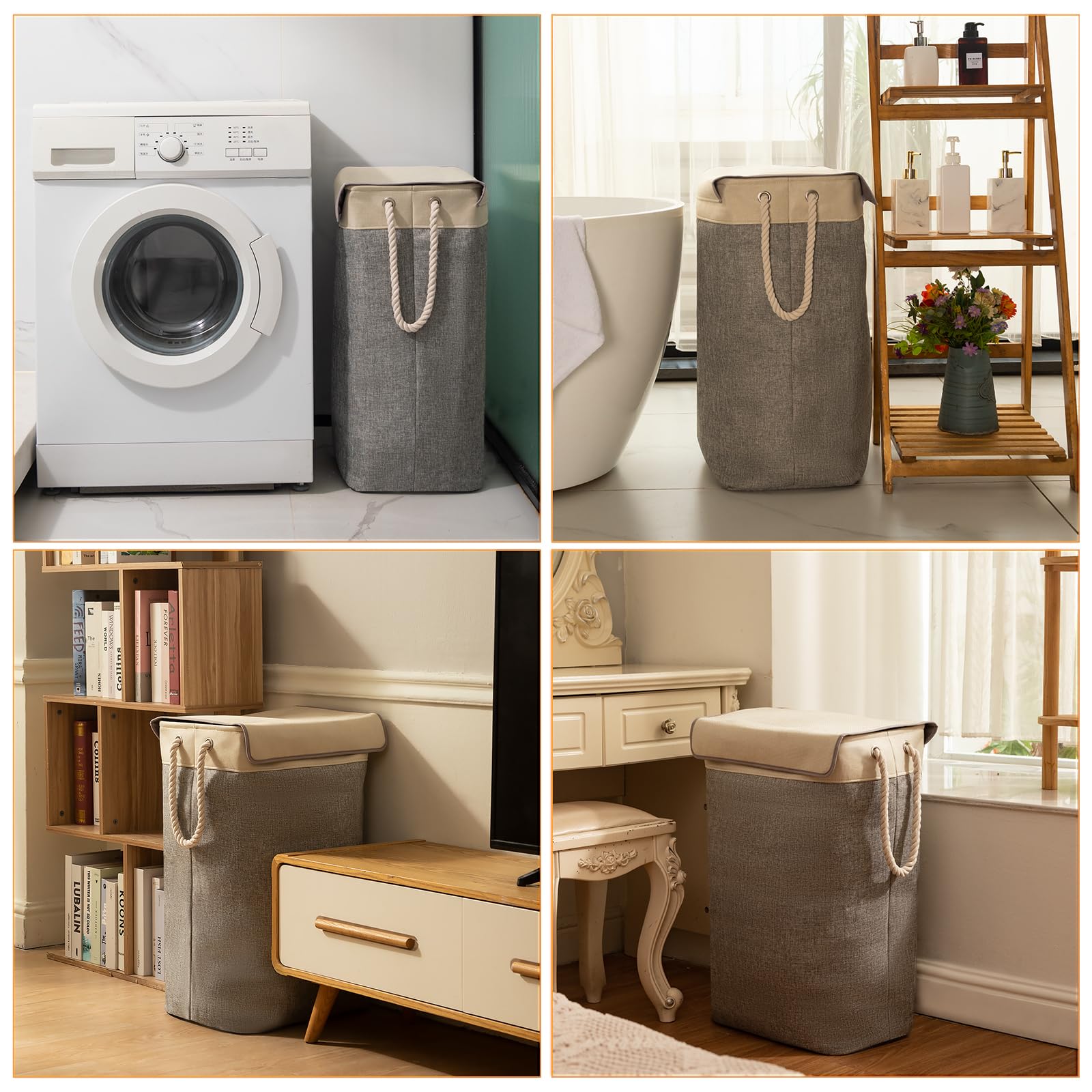 Brilliantjo Laundry Baskets With Lid 84L, Upgrade Large Collapsible Linen Laundry Hamper With Removable Inner Bag Washing Basket