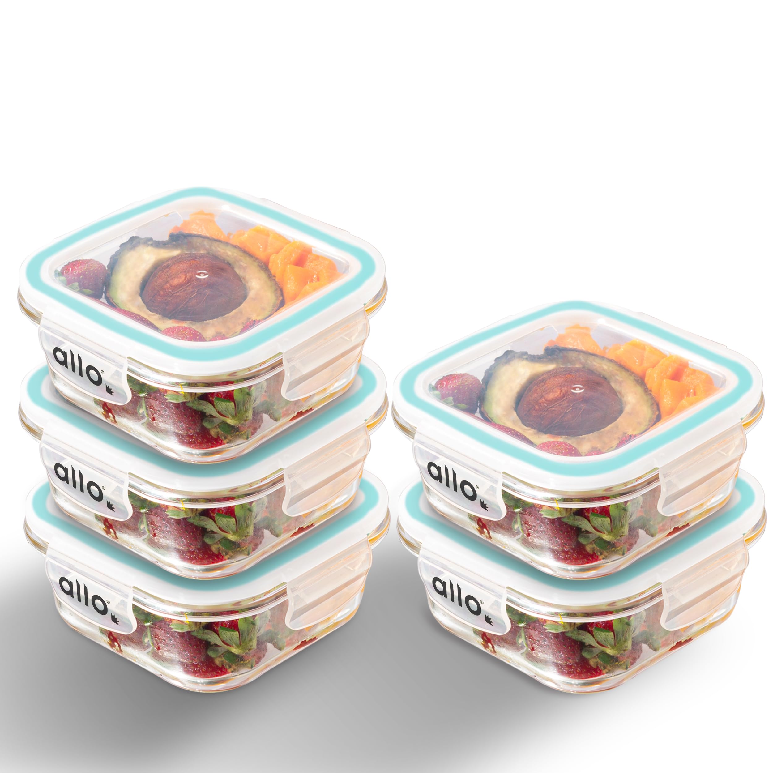 Allo Food Safe Borosilicate Glass Containers With Lids - 450C Oven Microwave Safe, High Meal Prep Storage For Kitchen - 550Ml X 