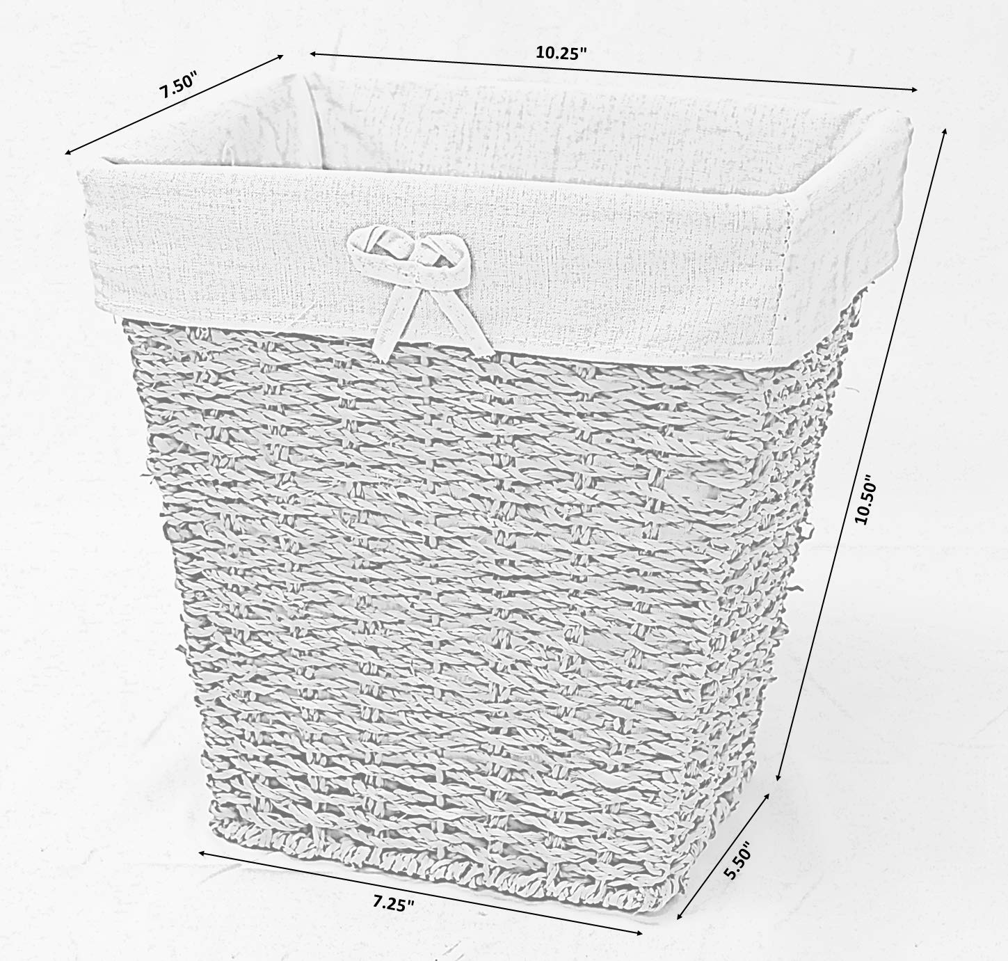 Uniquewise(Tm) Woven Seagrass Small Waste Bin Lined With White Washable Lining