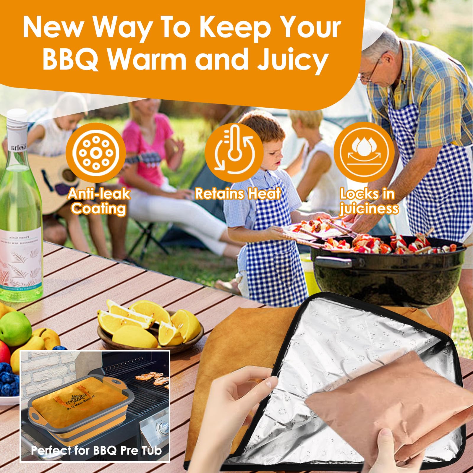 XUDAKAIXIN 21 BBQ Blanket for Resting Meat,[Upgraded Leak-Proof] Insulated Meat Resting Bag,with Wide Mouth Design for Large Bri