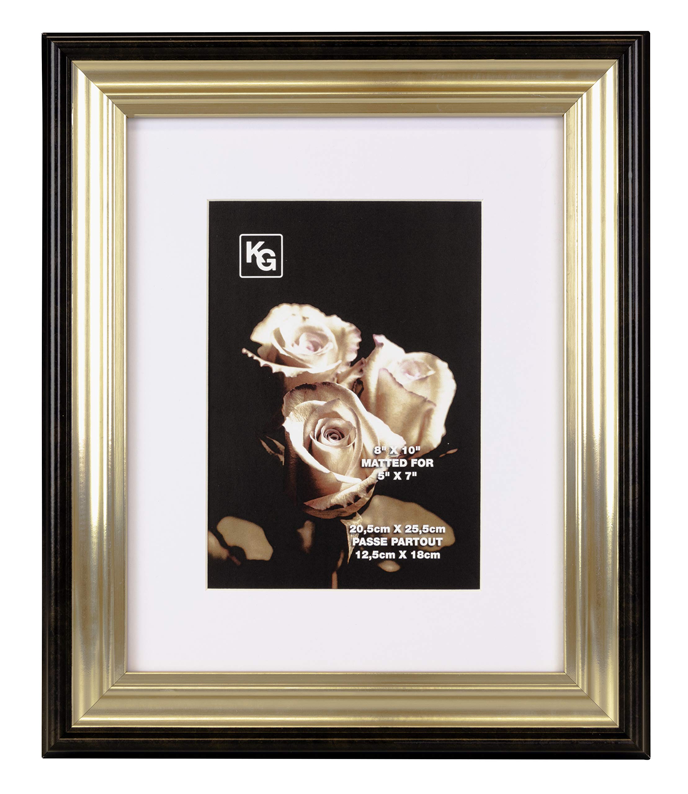 Kiera Grace KG Jessica 8 10, Matted for 5 7-Inch, Black with Gold Photo Frame, 8 x 10