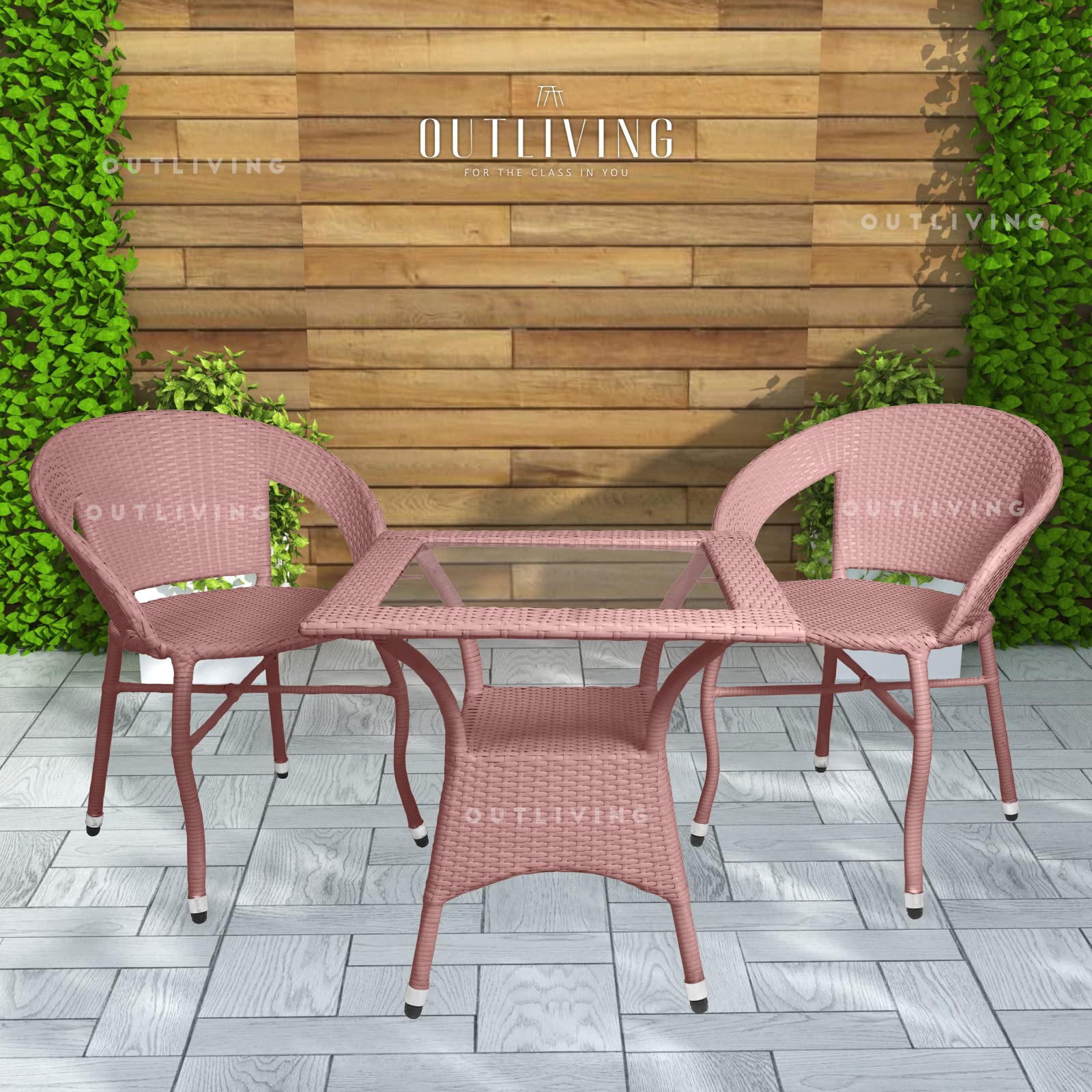 Outliving Garden Patio Seating Chair And Table Set Outdoor Balcony Garden Coffee Table Set Furniture With 1 Square Table And 2 C